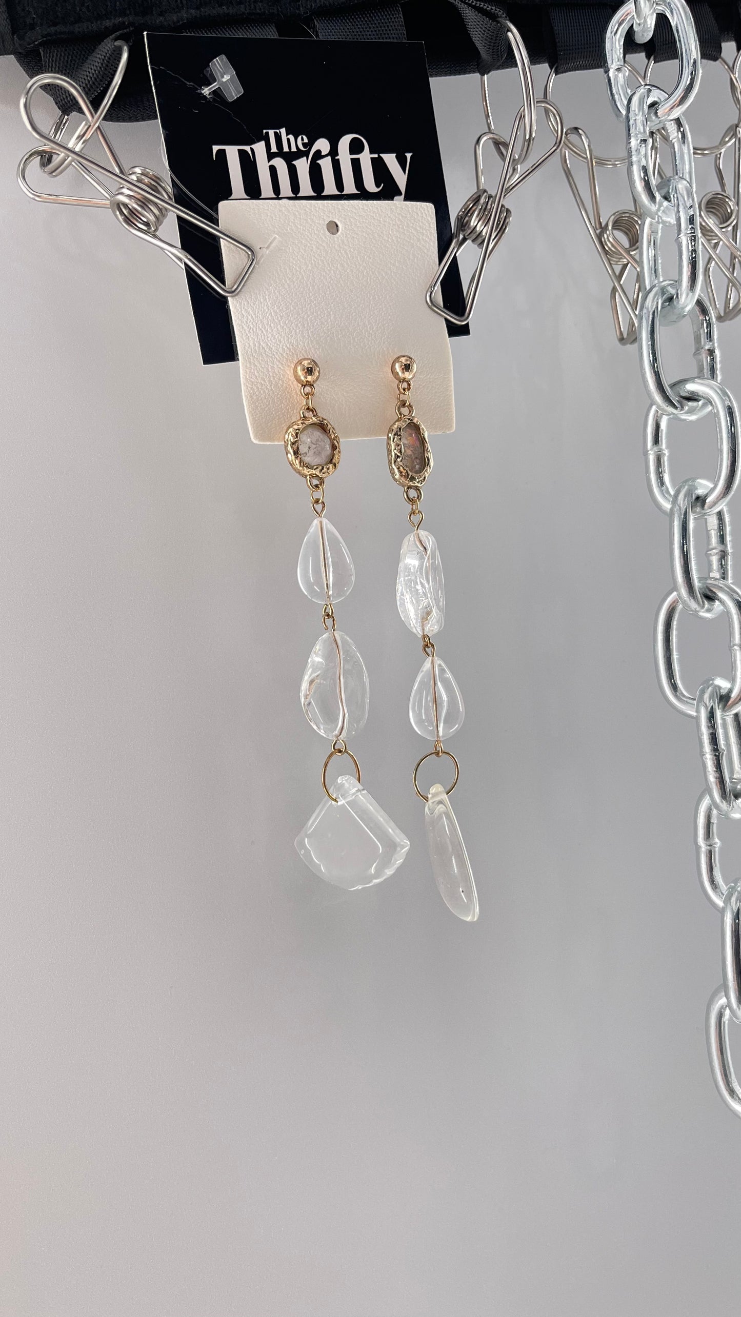 Free People Crystal Clear Opal Earring with Gold Accents