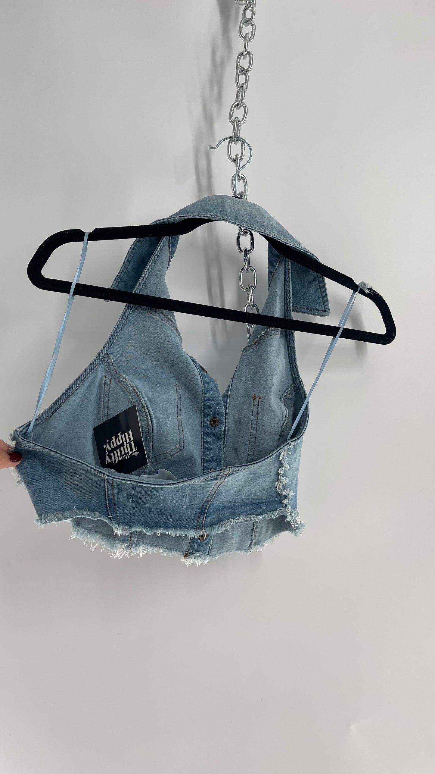 Urban Outiftters Vintage Style Reworked Light Wash Denim Vest (Small)