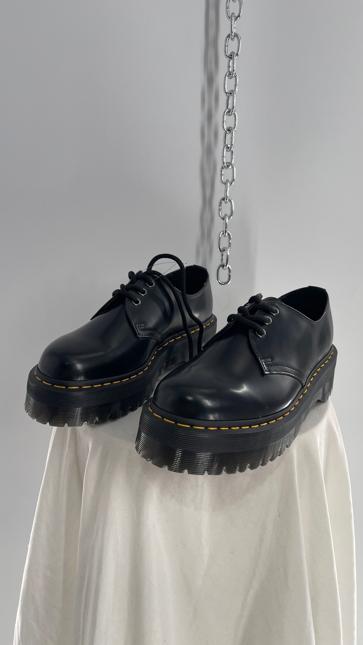 Dr.Martens Black Patent 1461 Quad li Leather Platform Oxfords (8.5L, 7.5M)