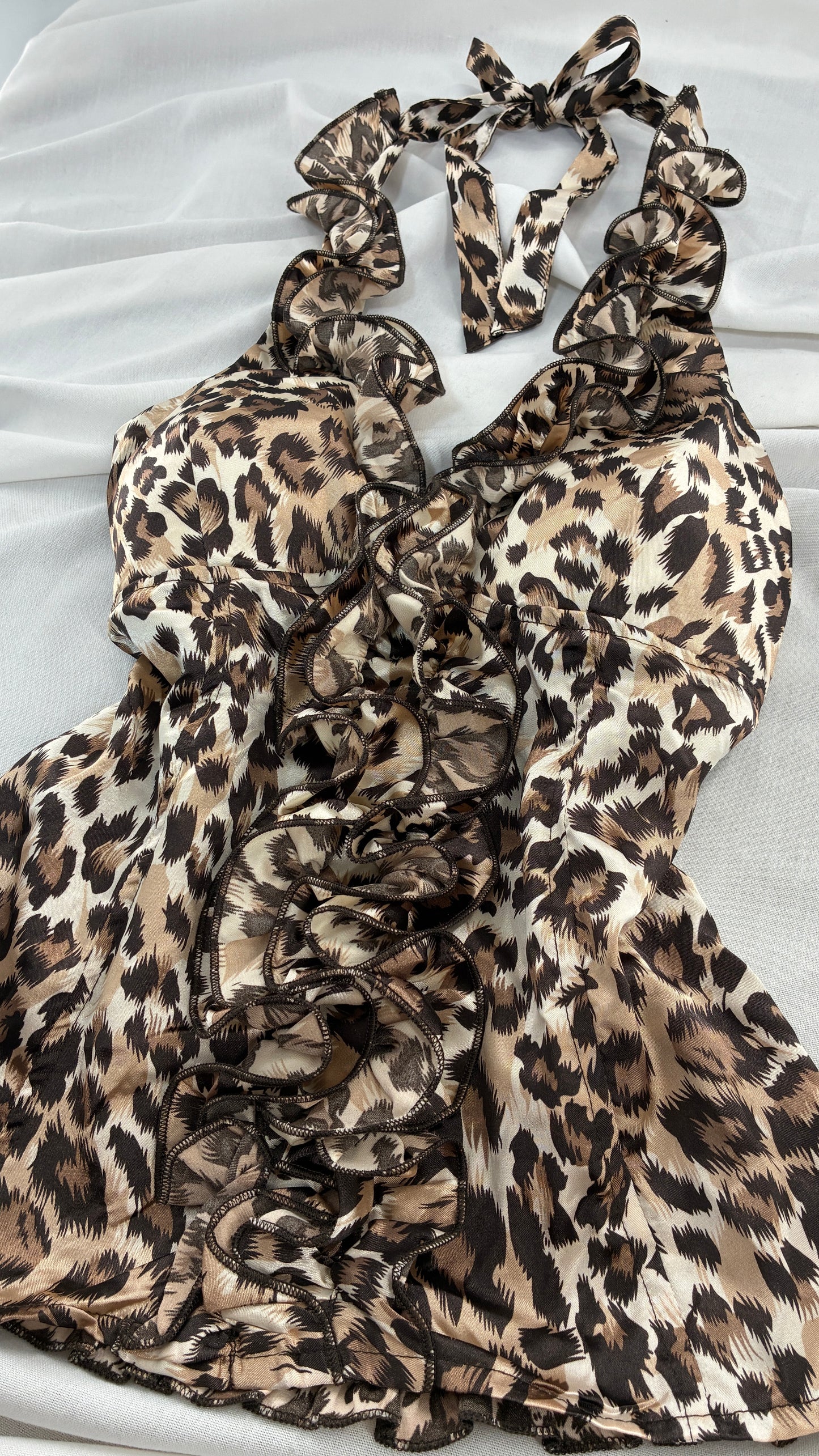 Vintage MYTH Cheetah Ruffle Halter (Medium)