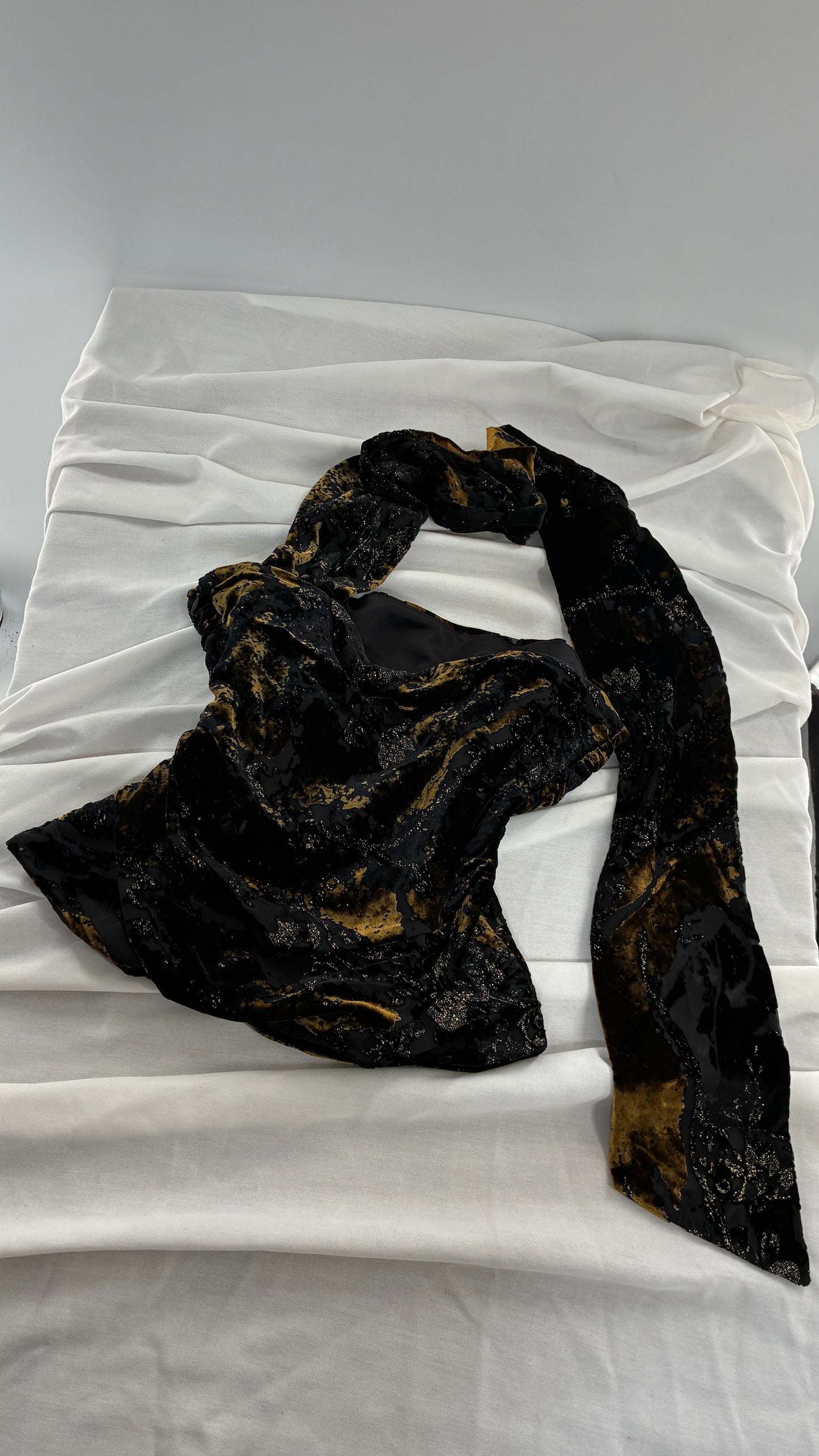 ZARA Black Burn Our Velour Wrap Scarf Corset with Tags (Medium)