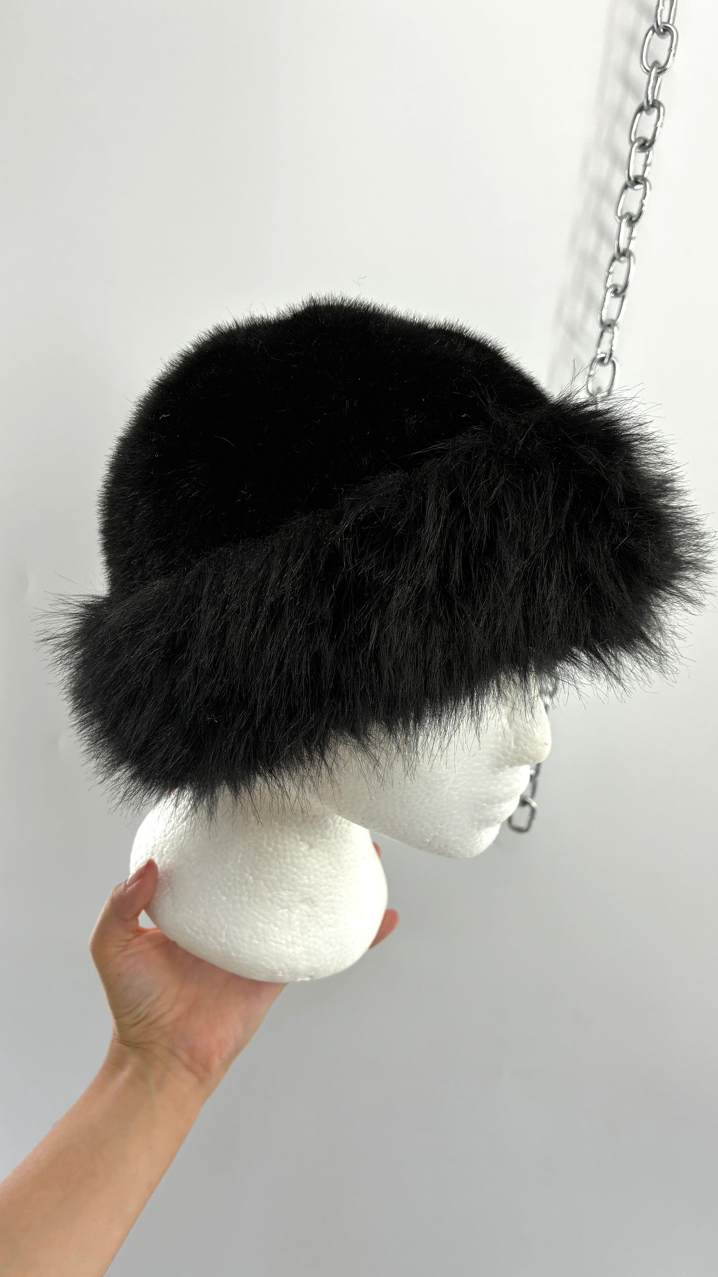 Vintage Faux Fur Cap with Thick Banded Trim