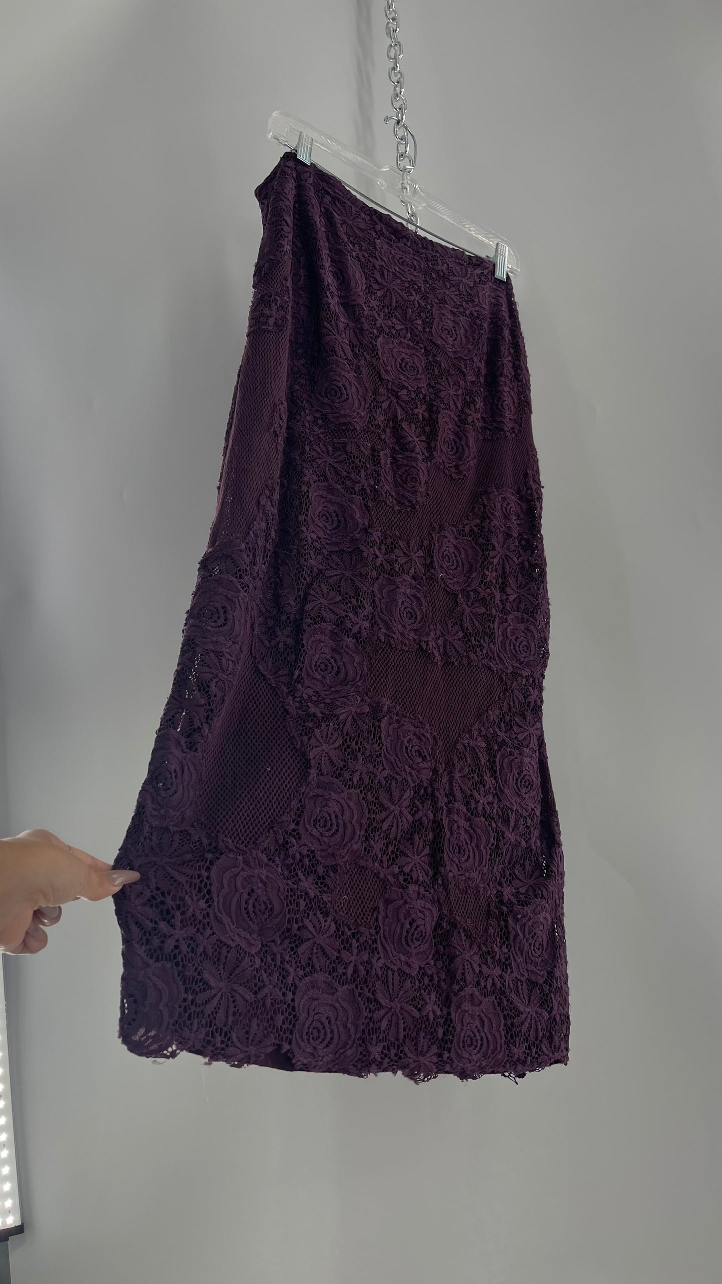 Free People Plum/Purple Lace Mesh Skirt with Tags Attached (Medium)