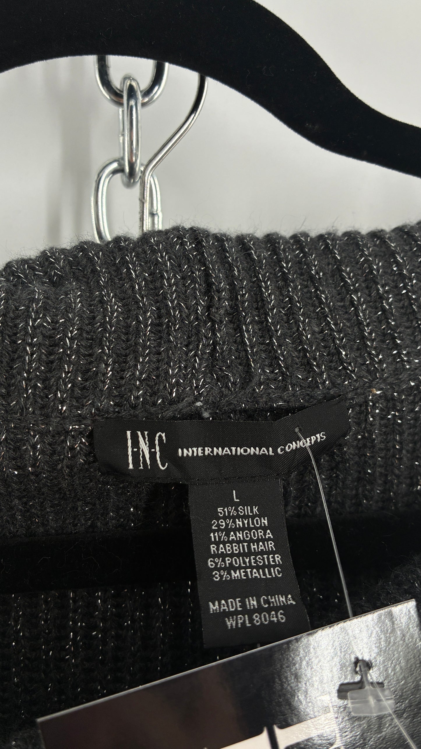 Vintage INC International Concepts Silk and Angora Grey Silver Knit Off the Shoulder Dress with Tags Attached (Large)