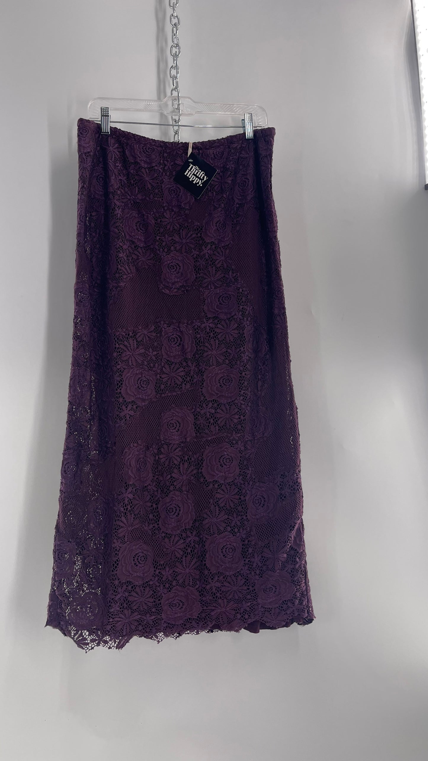 Free People Plum/Purple Lace Mesh Skirt with Tags Attached (Medium)