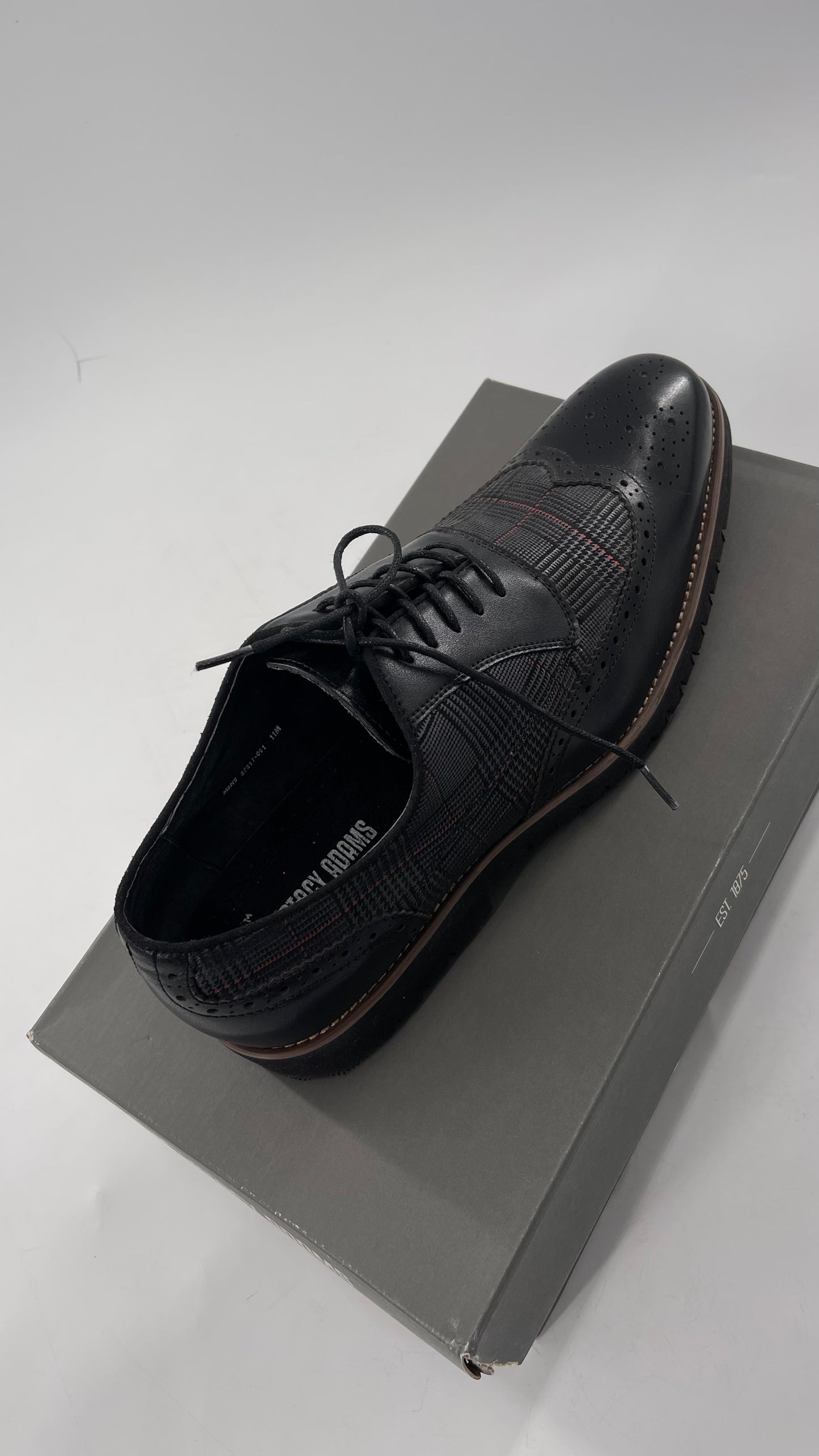 Stacy Adam’s Grey and Black, Plaid and Leather WingTip Oxfords (11)