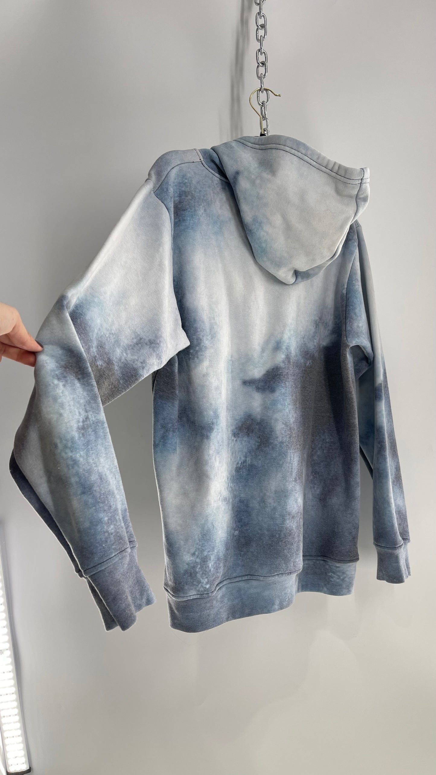 GRATER THINGS Ironic Cheese Grater Tie Dye Blue Hoodie (XL)