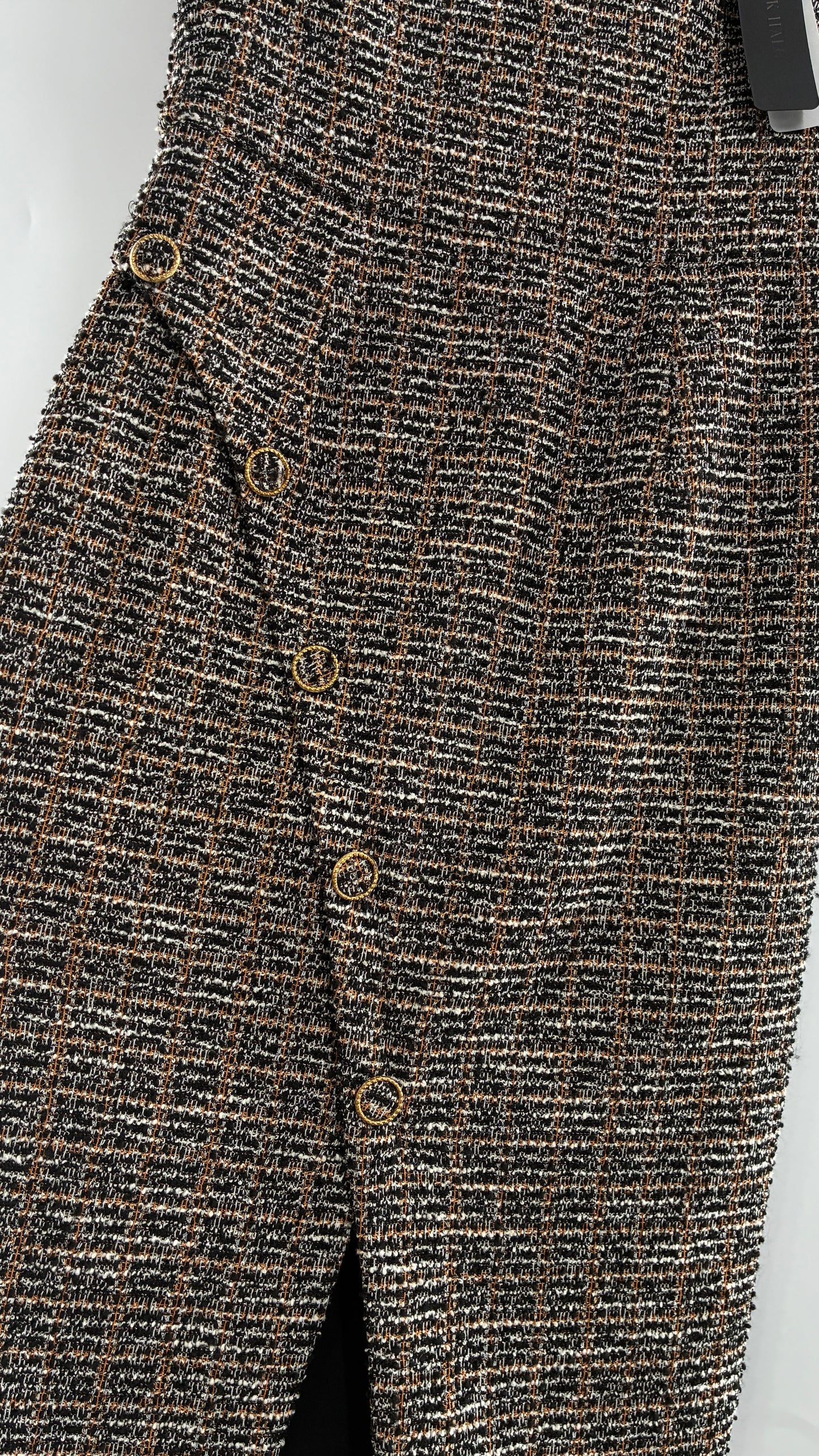 BLACK HALO Tweed Midi Dress with Tags Attached (8)