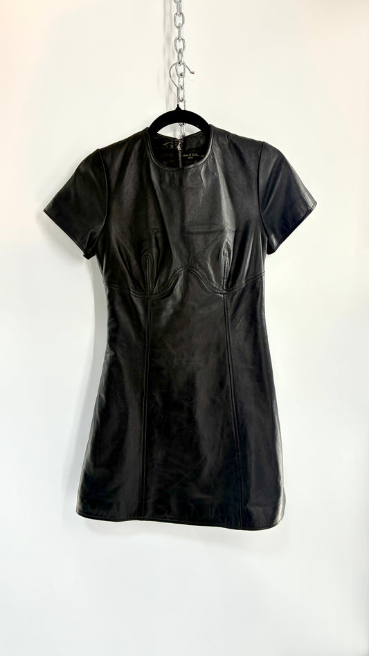 HOUSE of HARLOW X REVOLVE Genuine Leather Underbust Seam, Bodycon Mini Dress (Small)