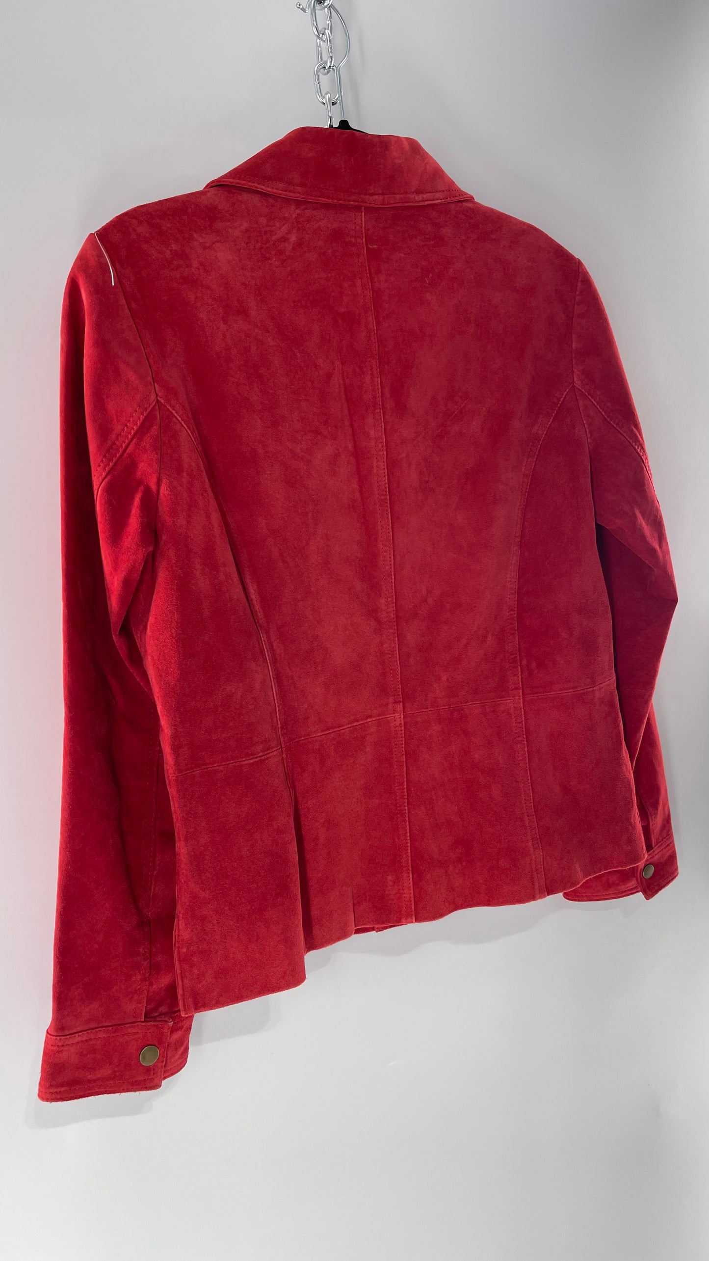 Vintage Monterey Bay Red Suede Jacket with Brass Buttons (8)