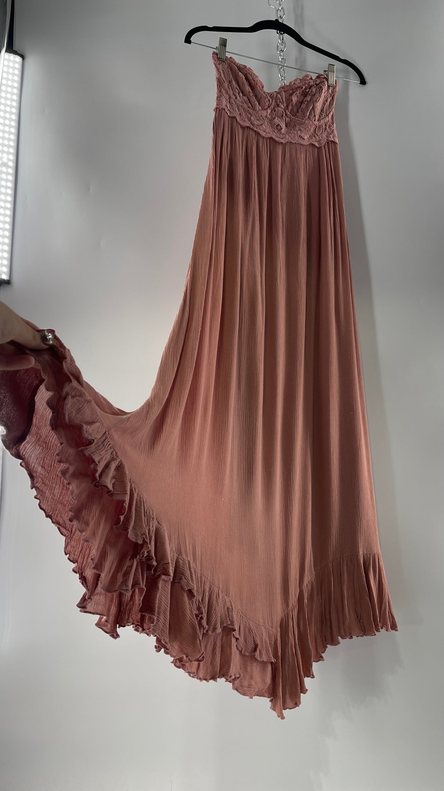 Free People Adella Mauve/Dusty Pink Full Length Maxi Dress (Small)