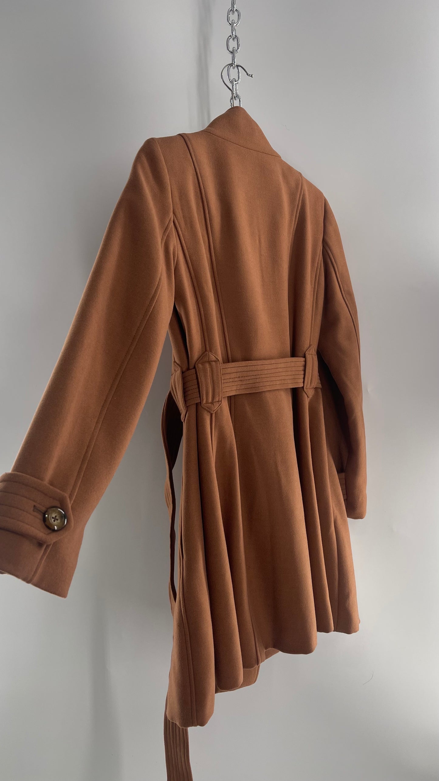 Anthropologie Cartonnier Rust/Brown Trench Coat with Satin Paisley Lining (6P)