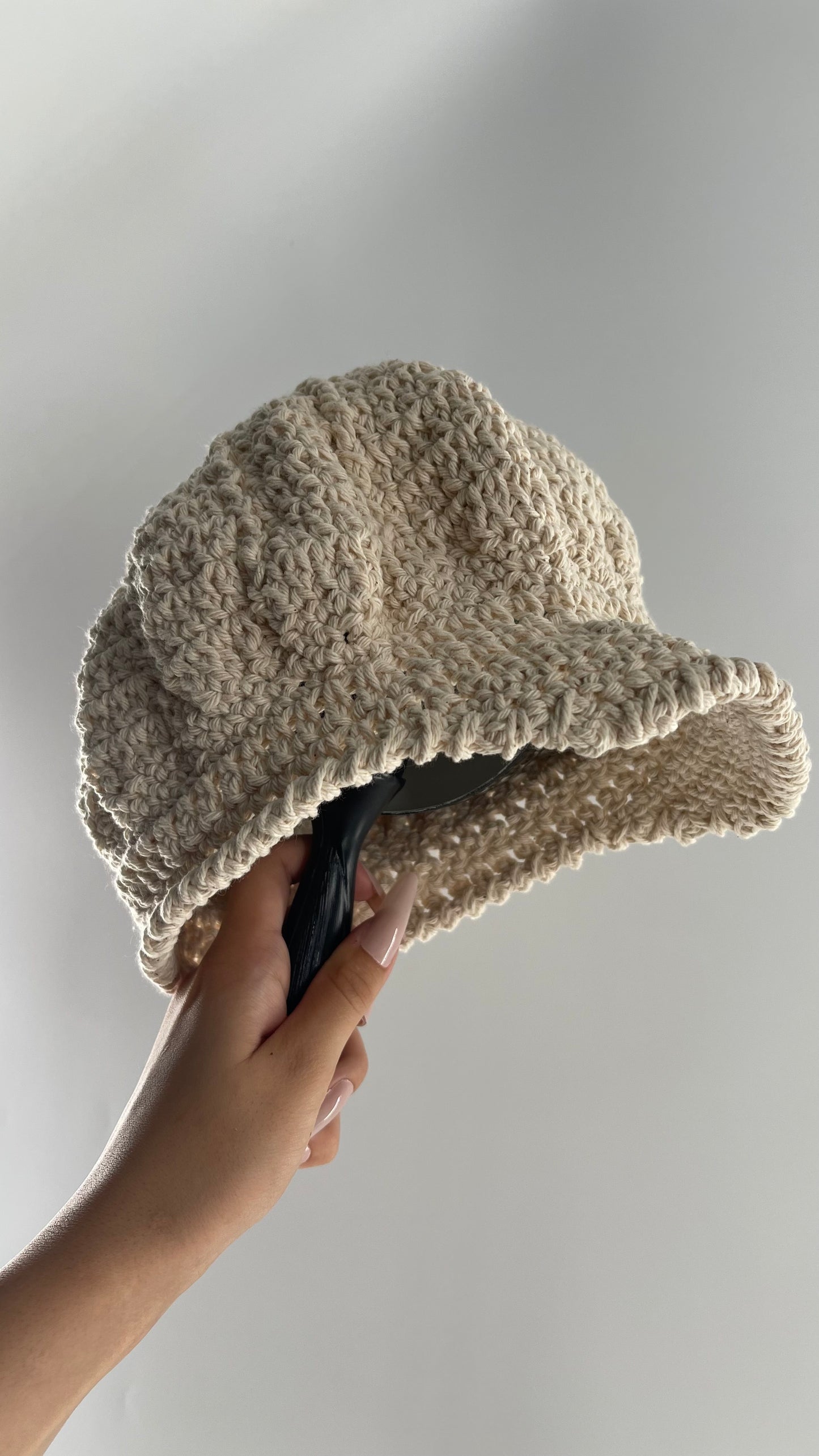 Imported Handmade Beige Crochet Newsboy Paperboy Cap