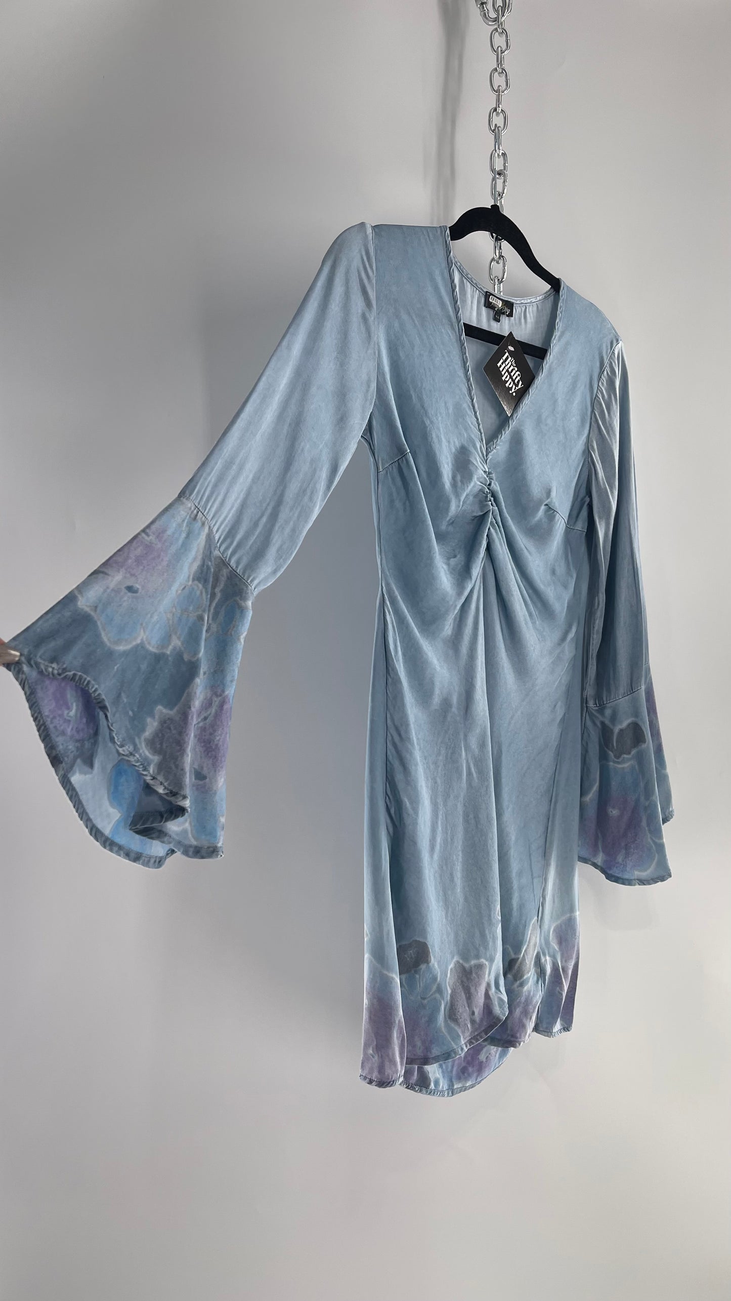 Rays for Days Powder Blue Silky Bell Sleeve Dress (XS)