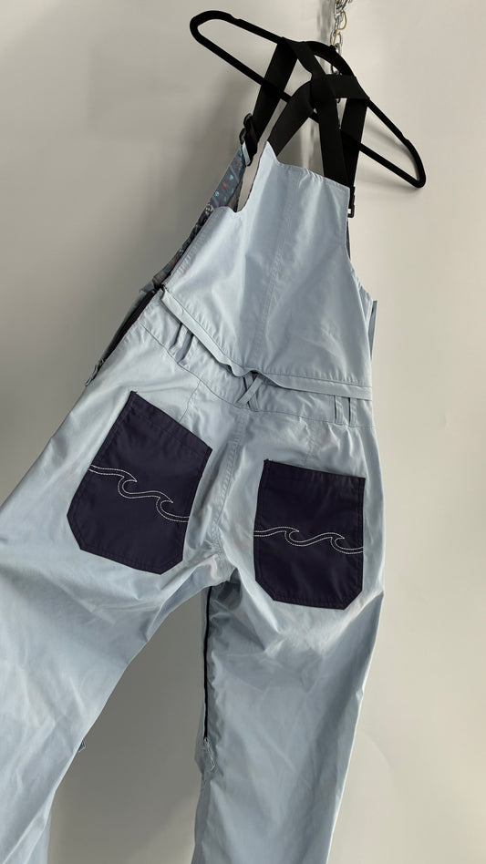 BILLABONG Light Blue Snowboarding Jumpsuit with Detachable Overalls  (Small)