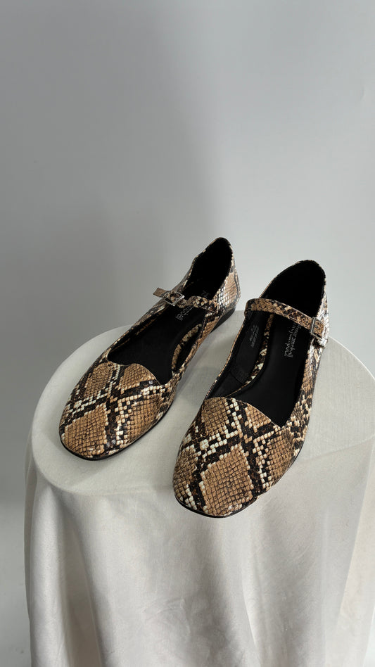 Jeffrey Campbell Snakeskin MaryJane Ballet Flats (7.5)