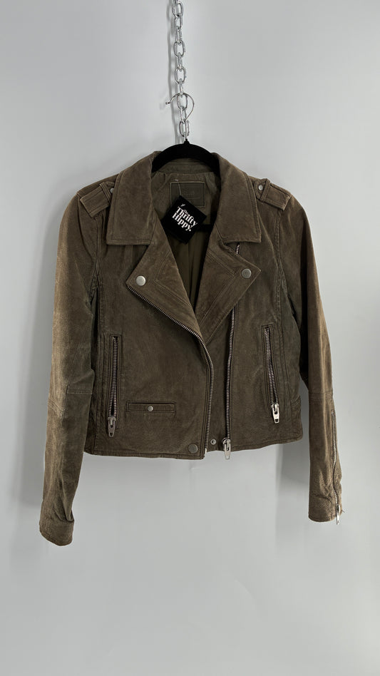 Vintage SL8 Genuine Suede Leather Motorcycle Style Jacket (Medium)