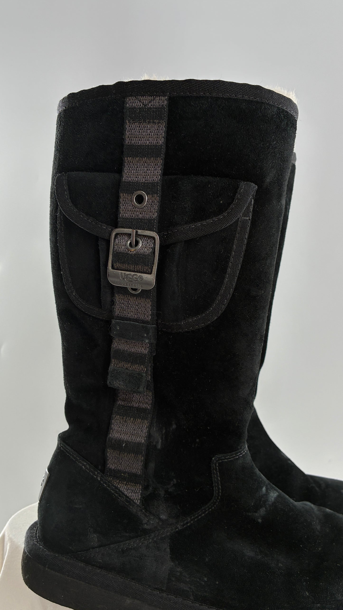 UGG Australia Black Suede Tall Cargo Boot (6)