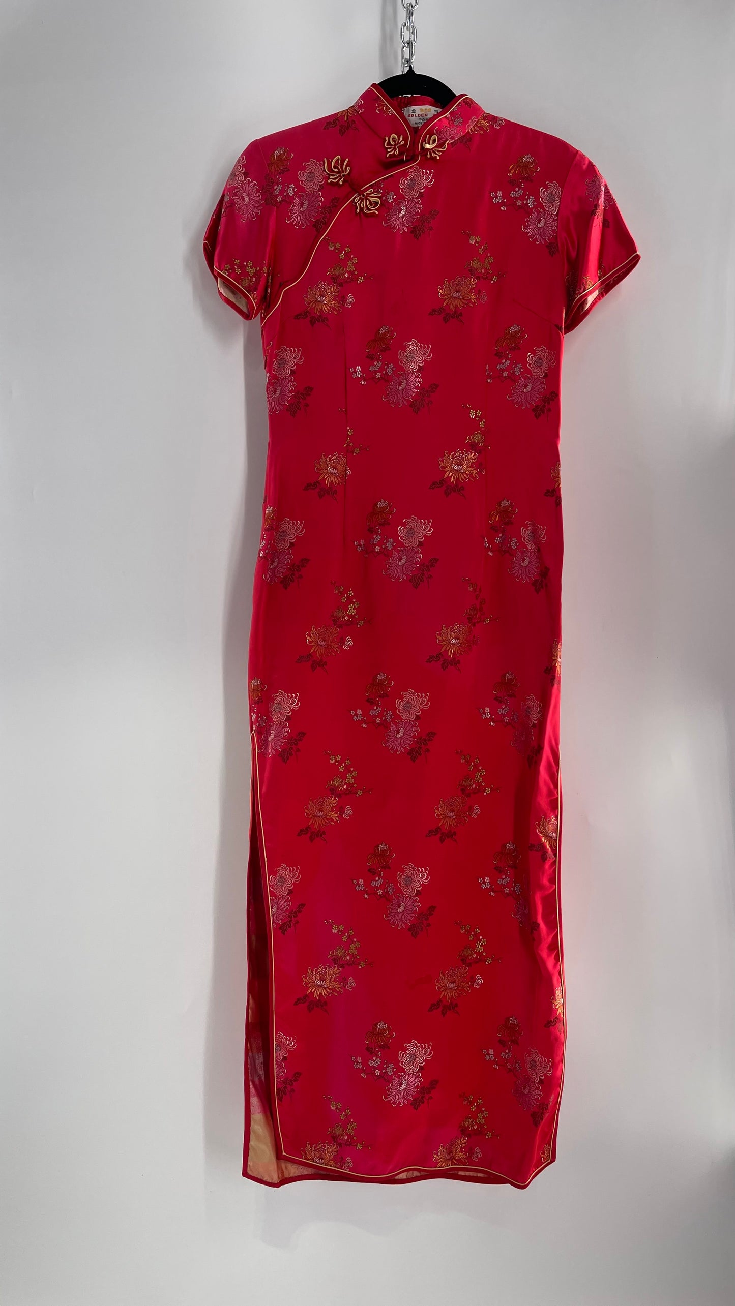 Vintage Golden Bee Silk Chinese QiPao  (C) (36)