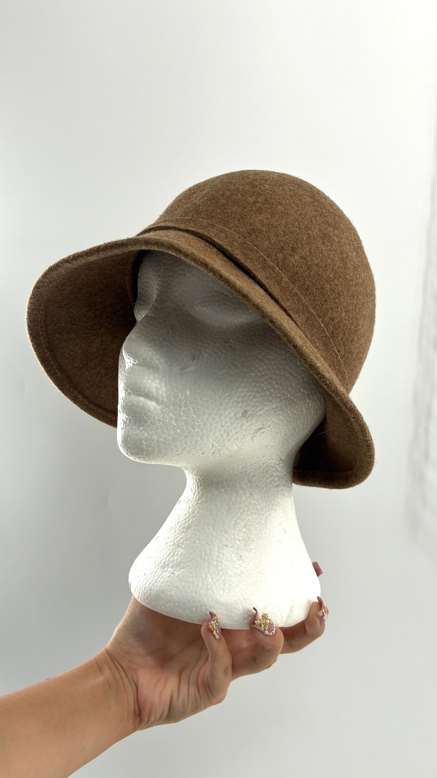 Vintage KATHY JEANNE Millinery 100% Wool Hat with Floral Rosette Appliqué