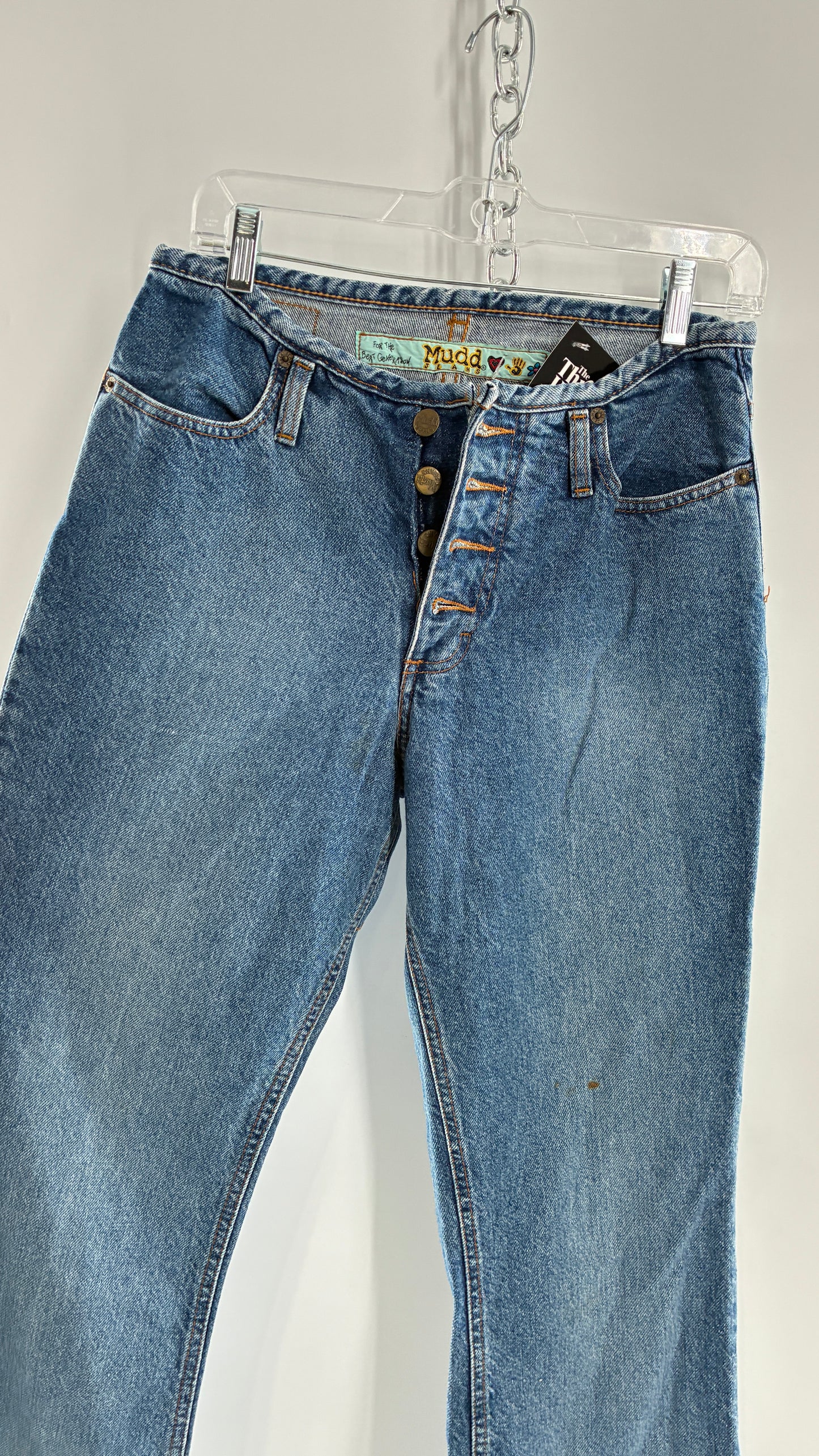 Vintage 1980s MUDD Flared Button Front Jeans with Colorful Jacron (9)