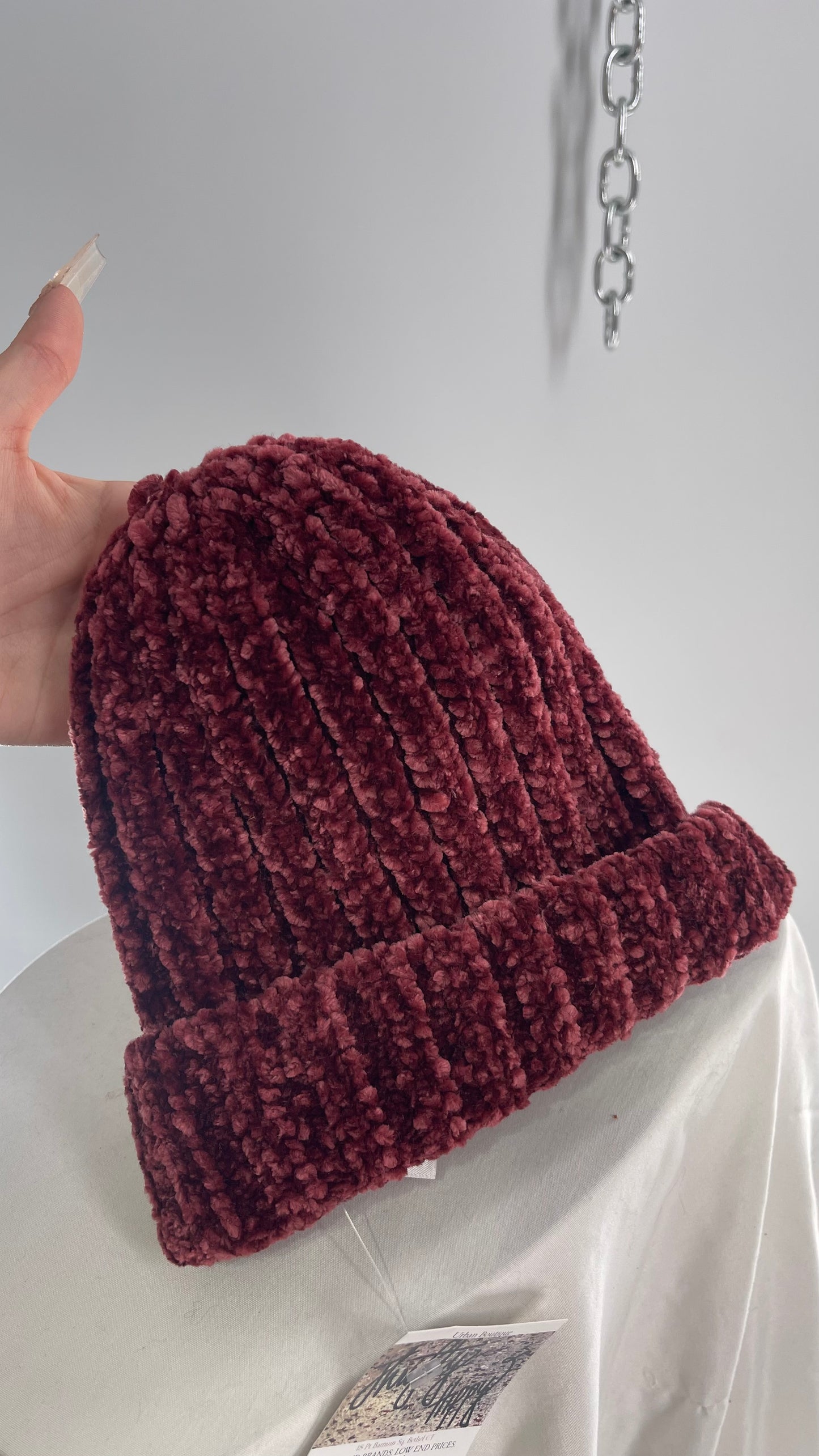 Anthropologie Maurices Chenille Maroon/Burgundy Beanie