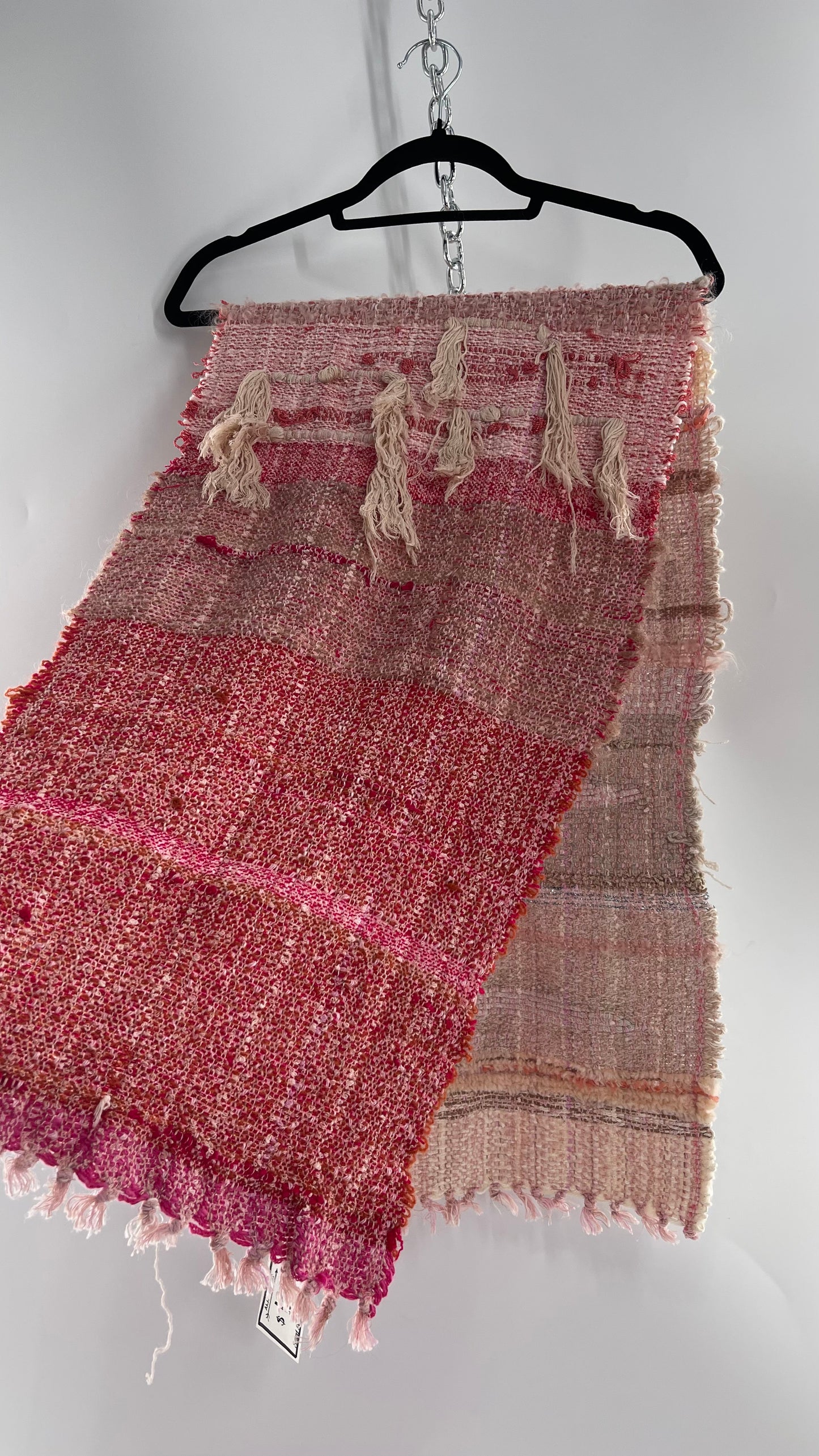 Anthropologie ALL ROADS Pink and Red Hand Knit Scarf