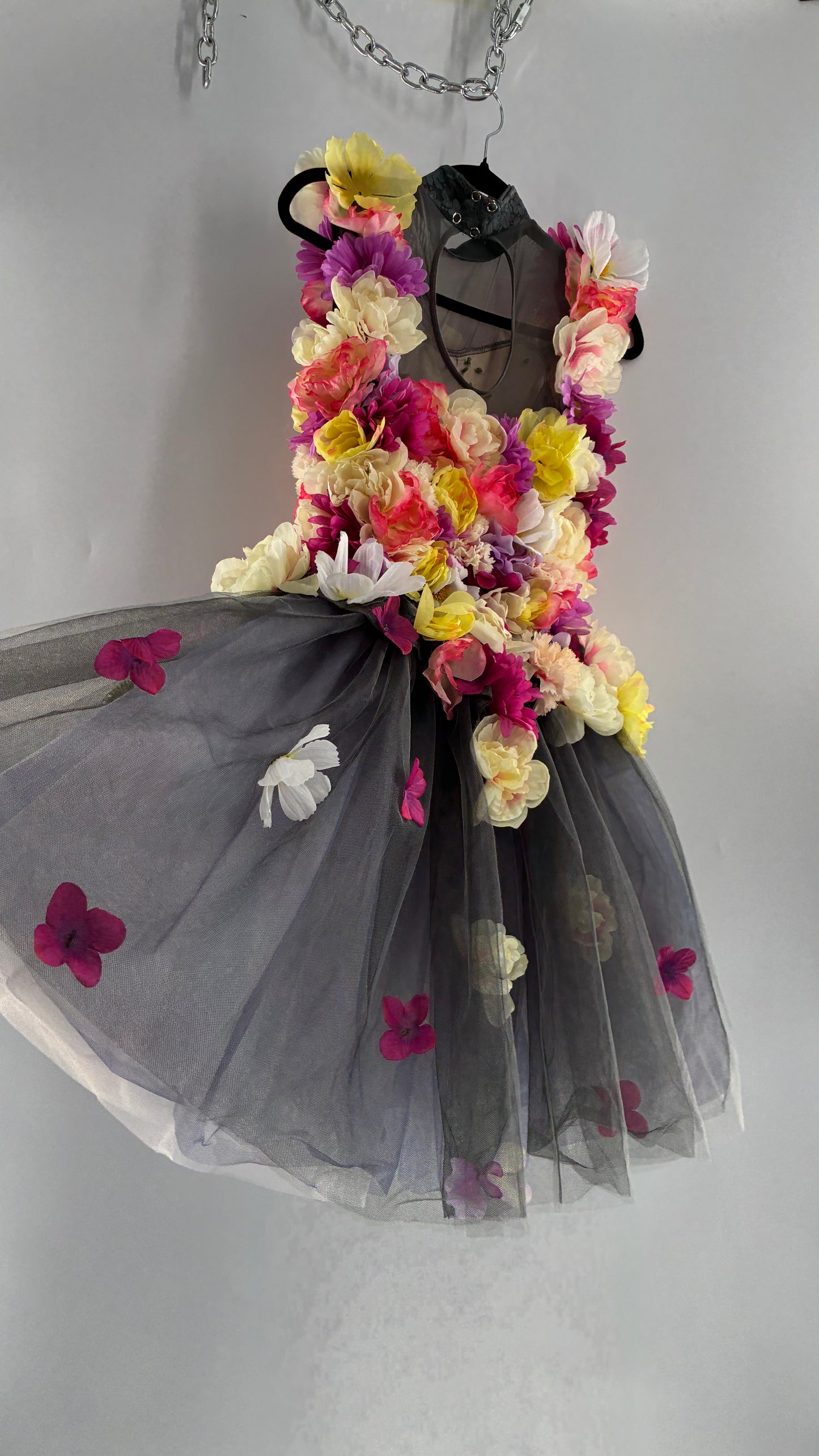 Floral Appliqué Abstract Display Mini Dress (S/M)
