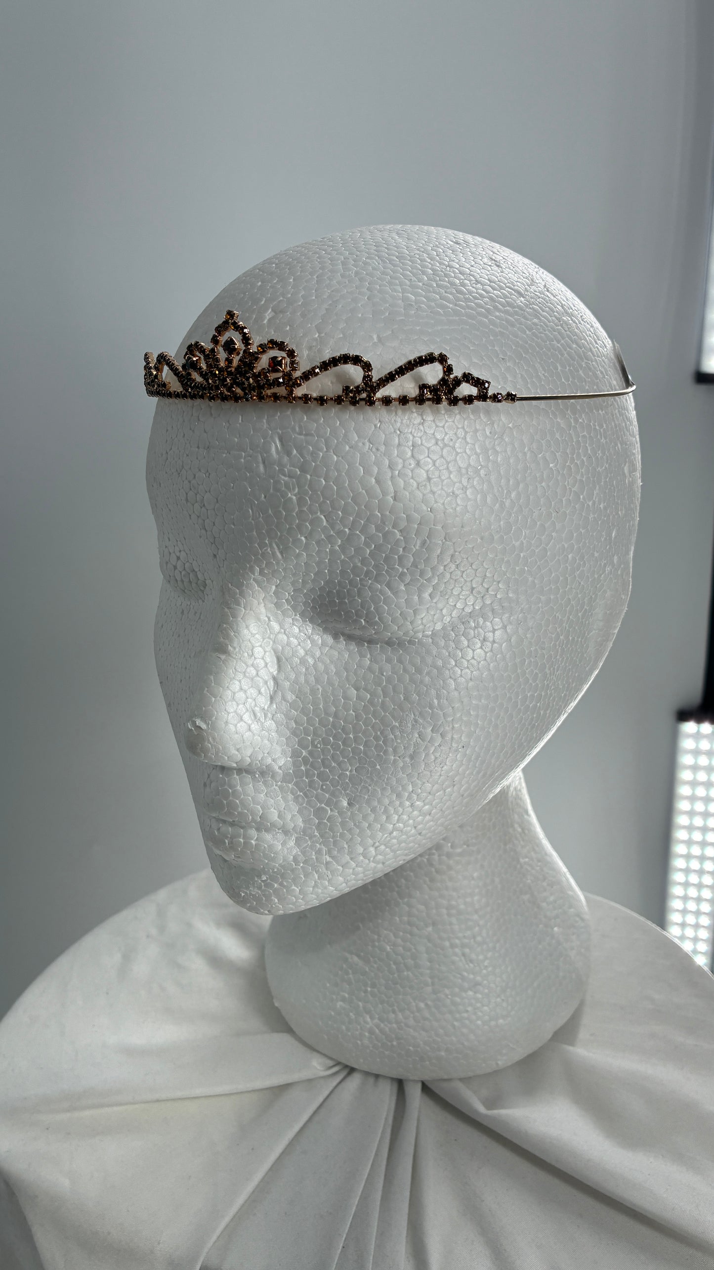 Free People Gold Burgundy Rhinestone Tiara Headband