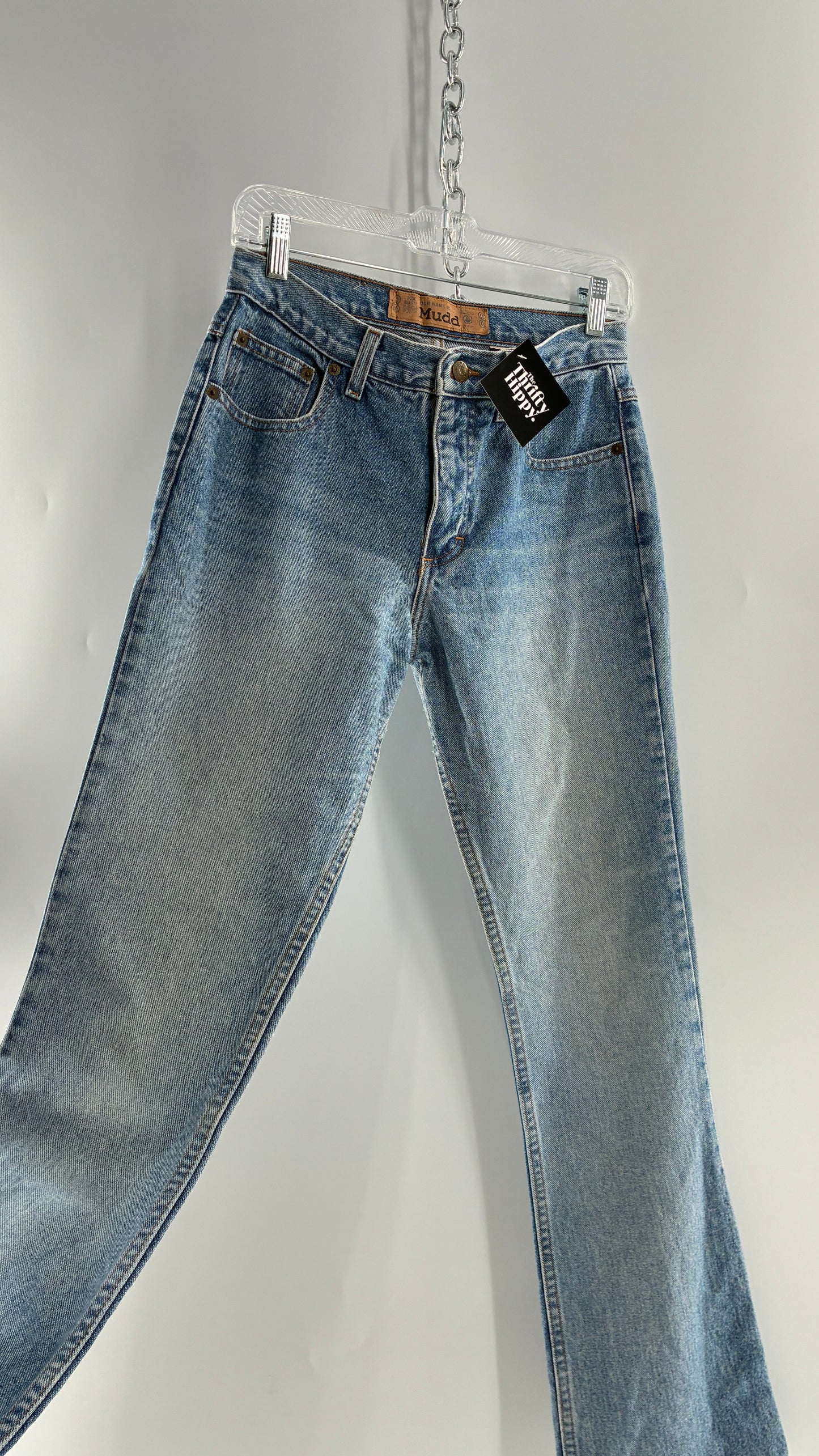 Vintage MUDD Light Wash Kick Flare Jeans with Oversized Jacron (7)