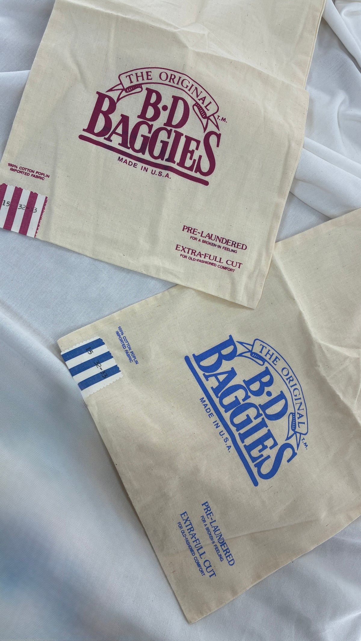Vintage BD BAGGIES 100% Cotton Poplin Drawstring Bags