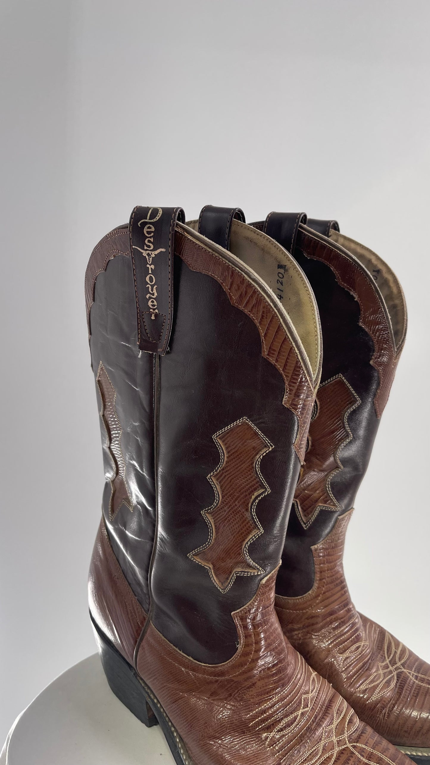 Vintage Brown Genuine Leather Cowboy Boots (8.5/9)