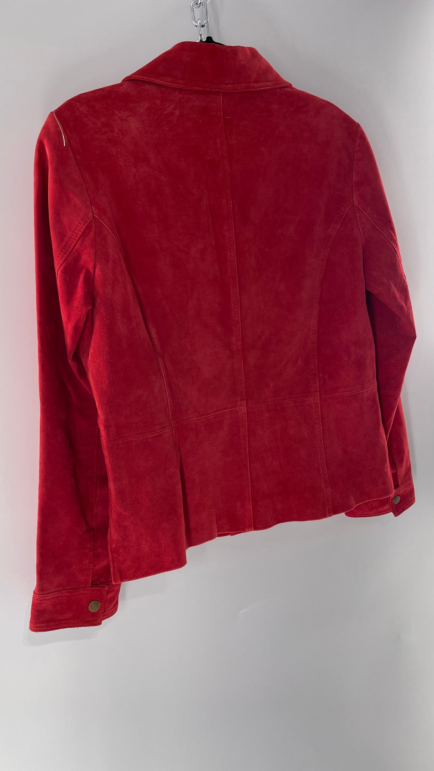 Vintage Monterey Bay Red Suede Jacket with Brass Buttons (8)