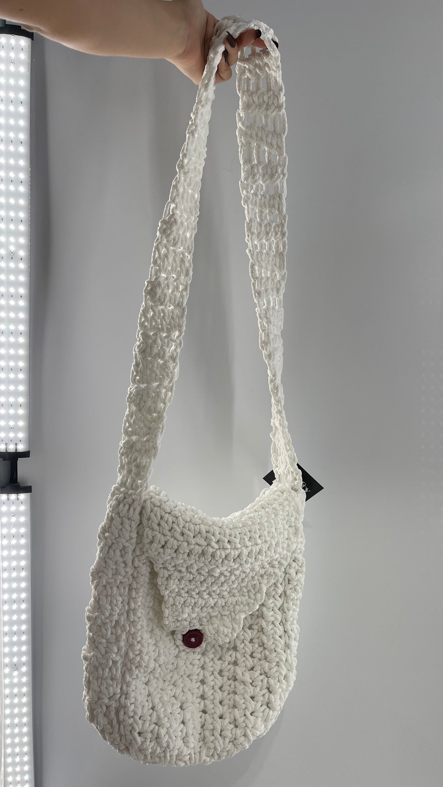 White Handmade Crochet Tote