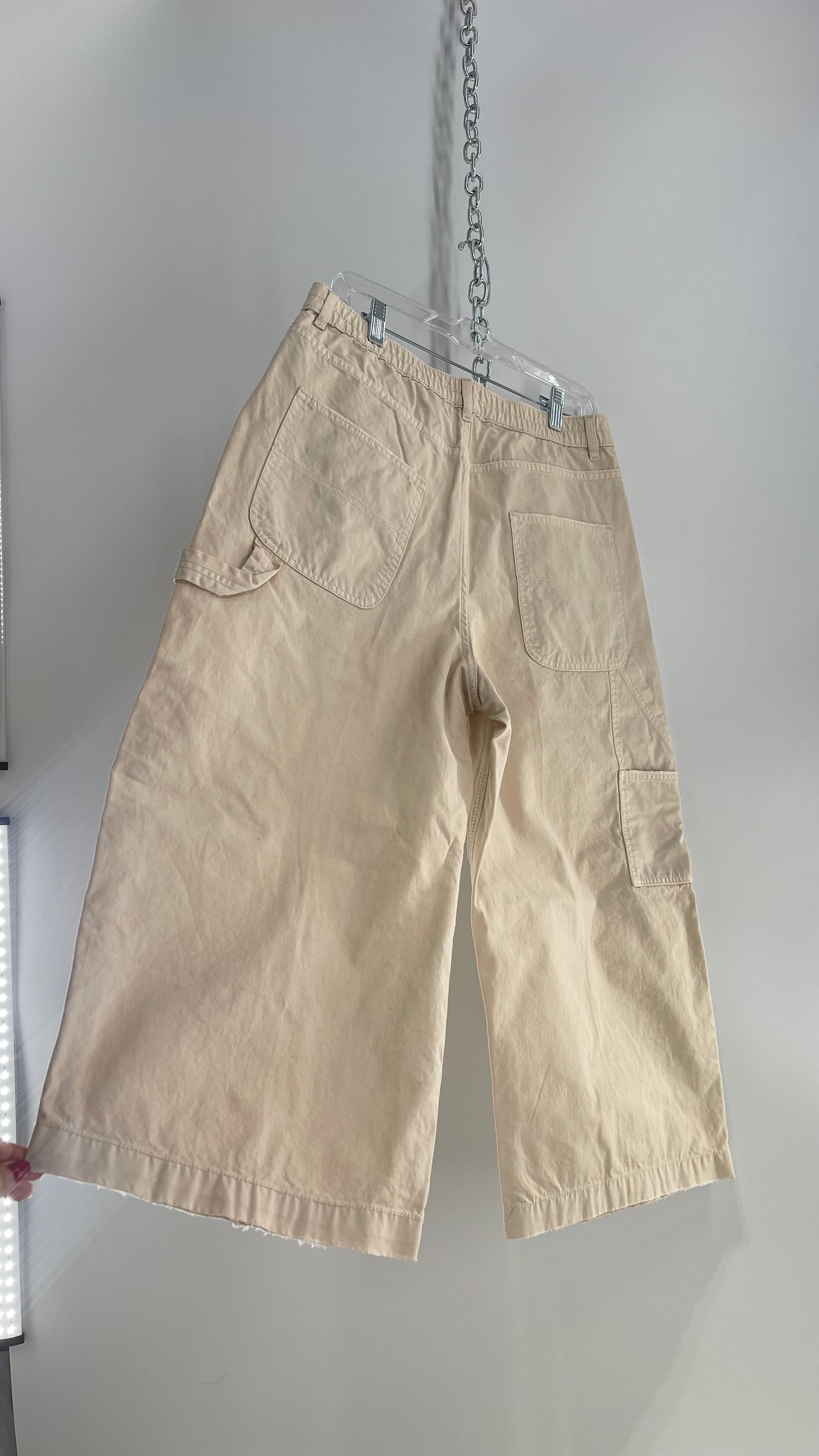 BDG Cropped Beige Baggy Wide Leg Cargos (6)