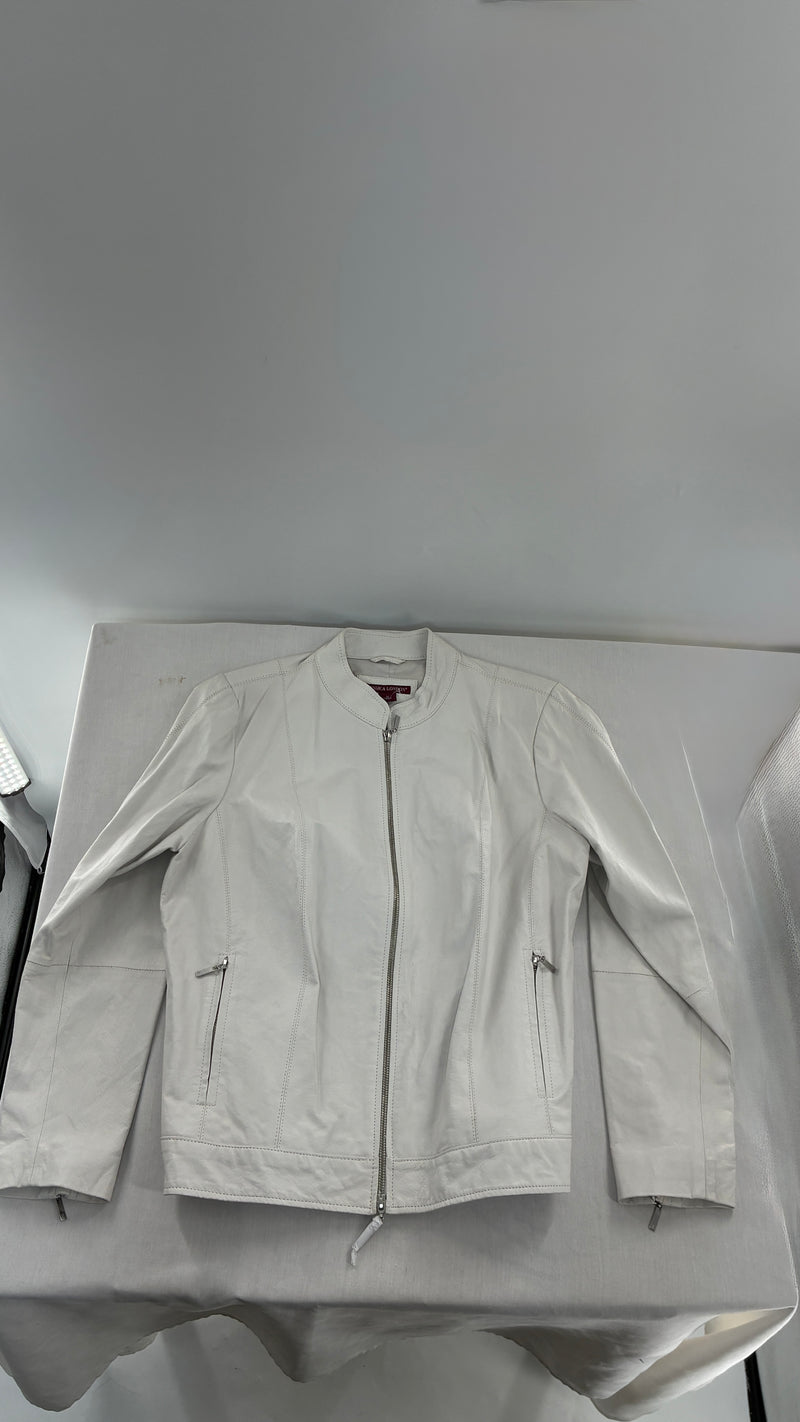Deadstock Vintage JESSICA LONDON White Genuine Leather Paneled Motorcycle Jacket (16)