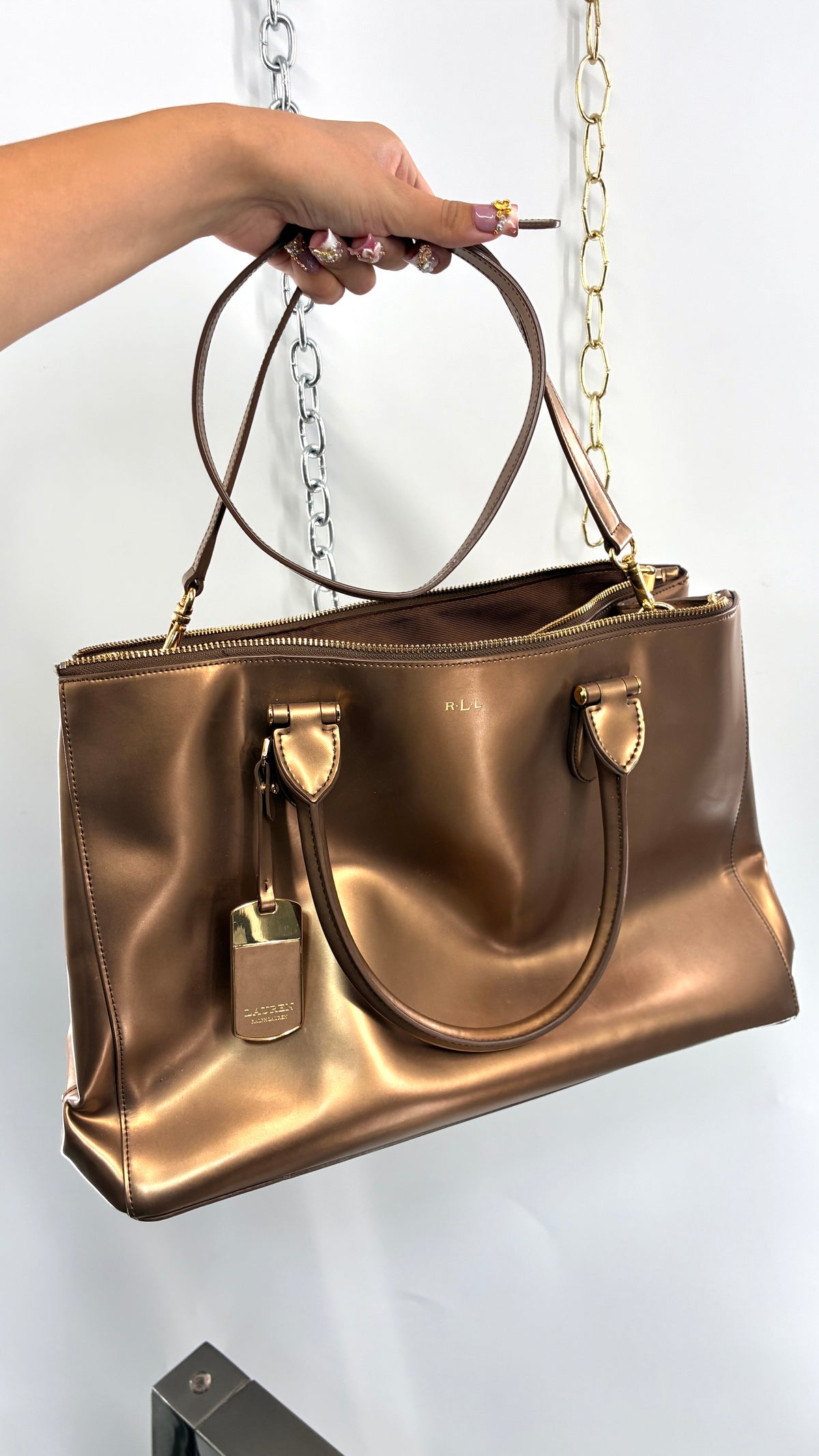 Vintage RALPH LAUREN Bronze Convertible Bag