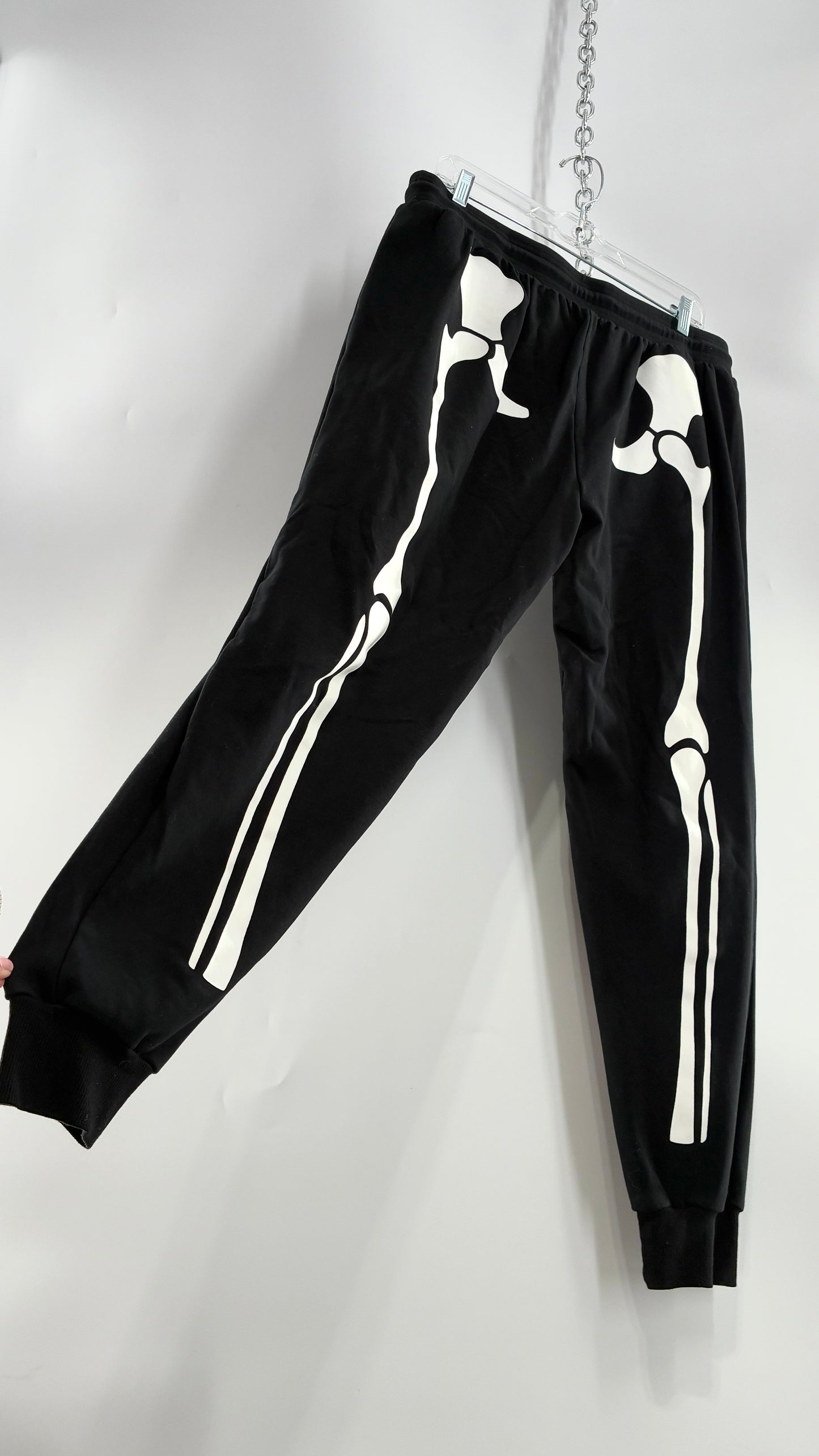 Vintage Thick Knit Skeleton Halloween Loungewear Joggers (Large)