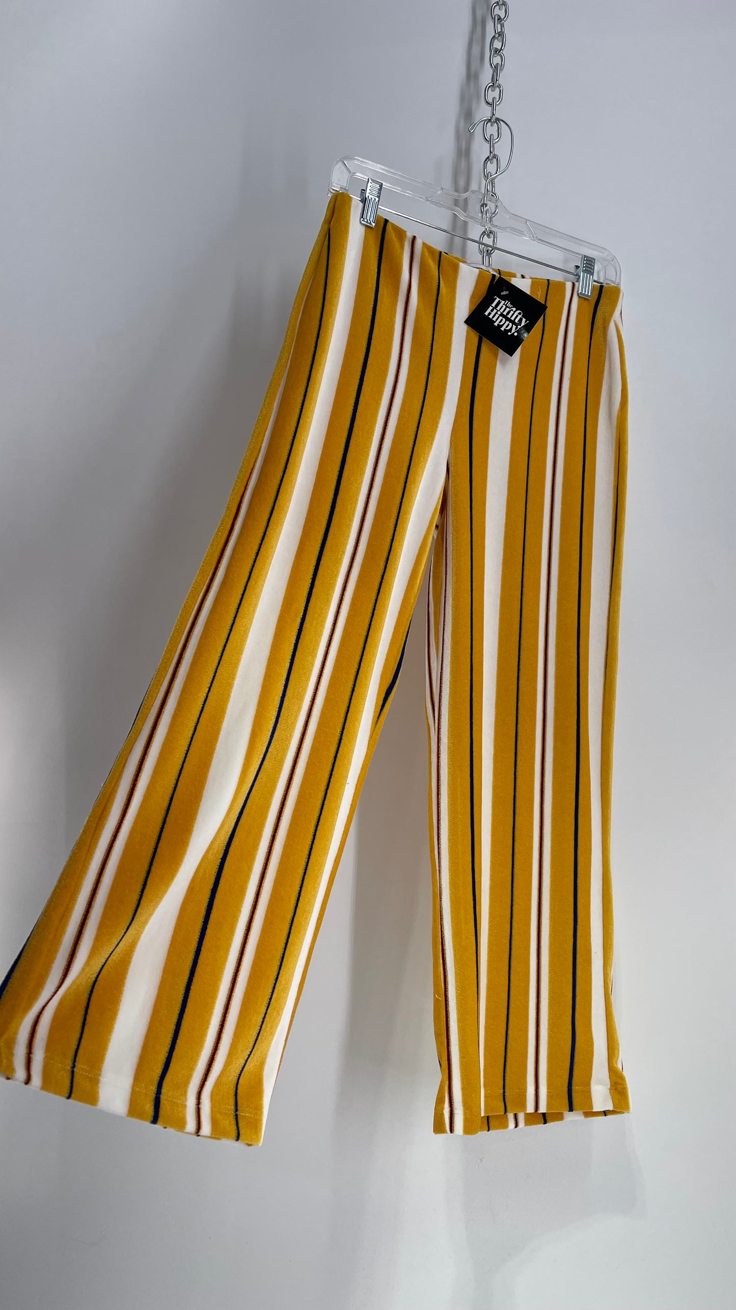 Urban Outfitters Striped Yellow Low Rise Cropped Towel Pant (Small)