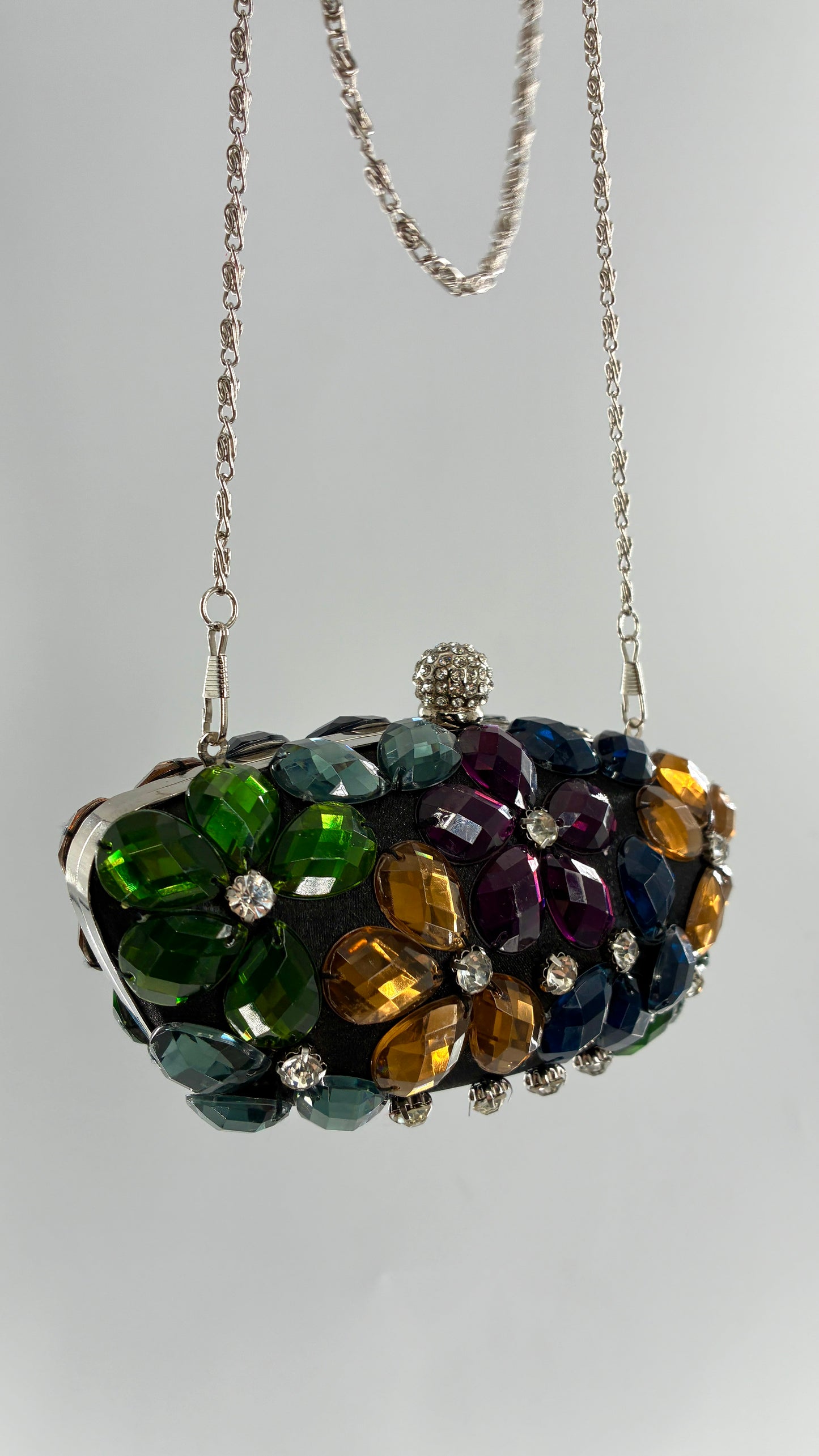 Vintage Black Clutch with Colorful Oversized Stones