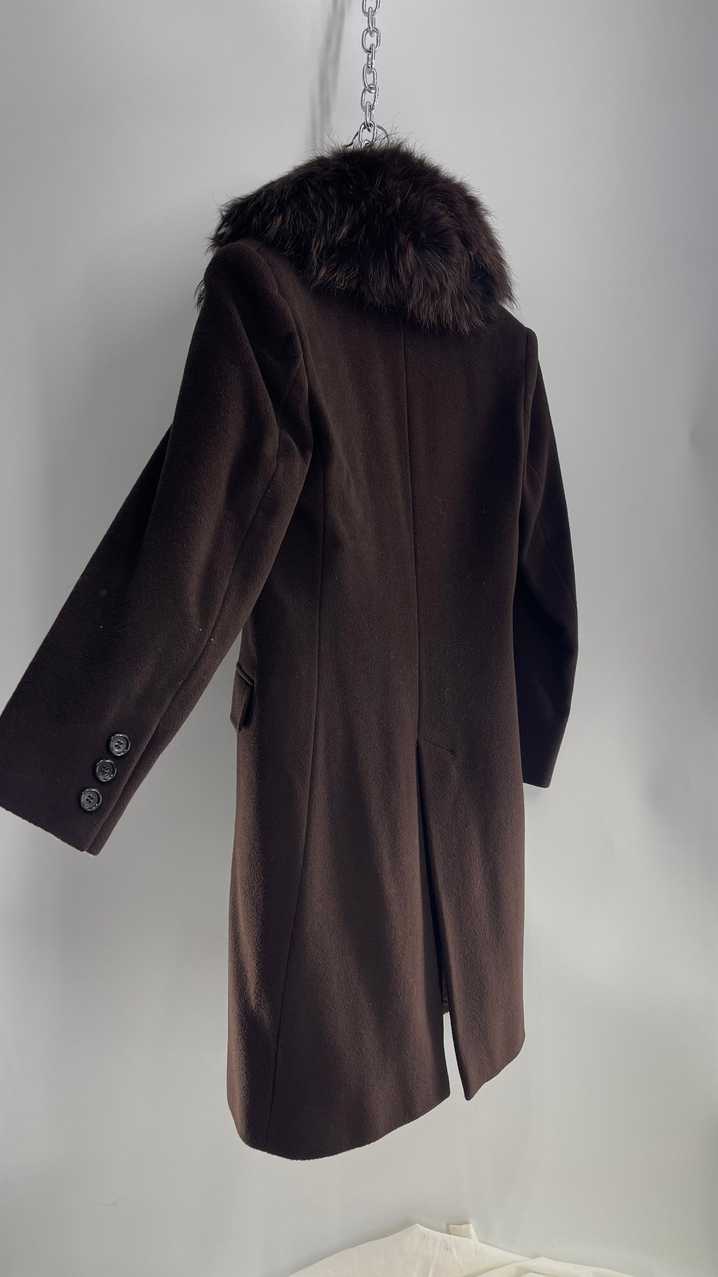 Vintage Designer Cinzia Rocca Brown Coat with Exaggerated Fur Lapel (4)