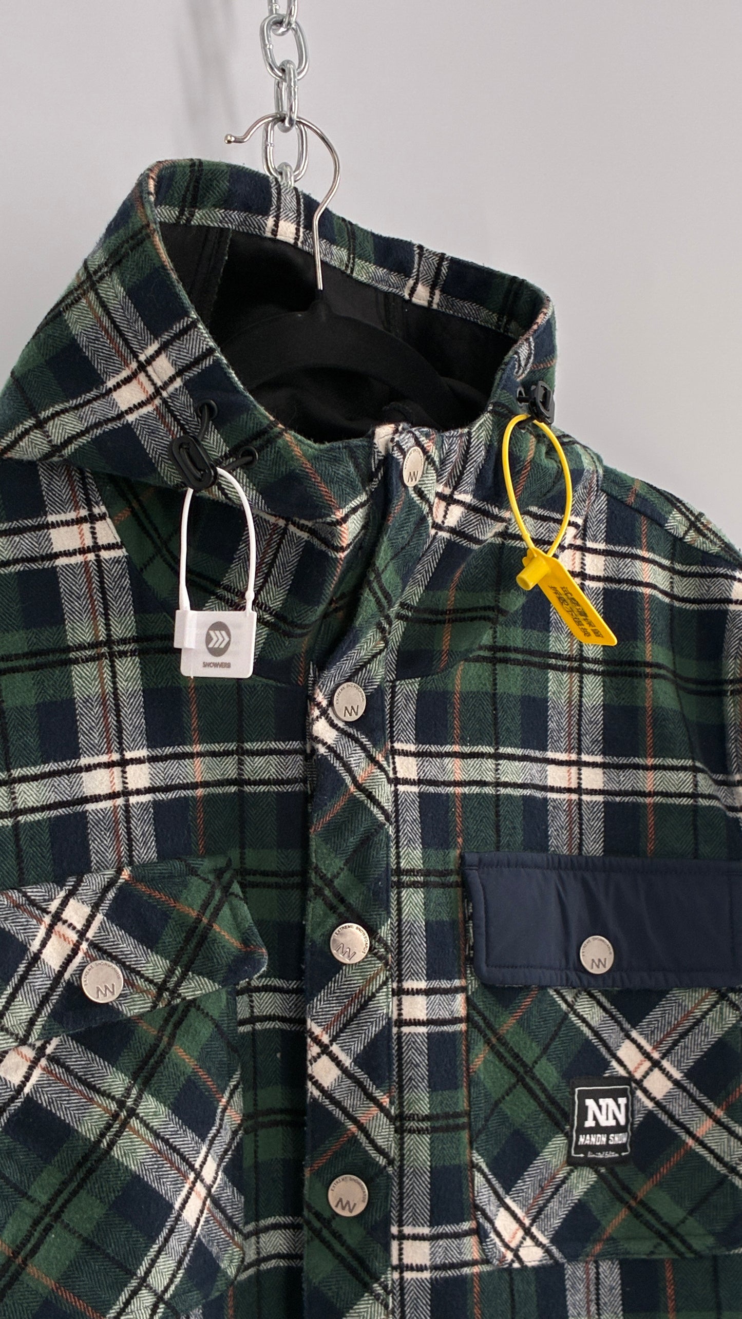 KOREAN Nandn Snow Men’s Snowboarding Flannel Hooded Jacket (Medium)