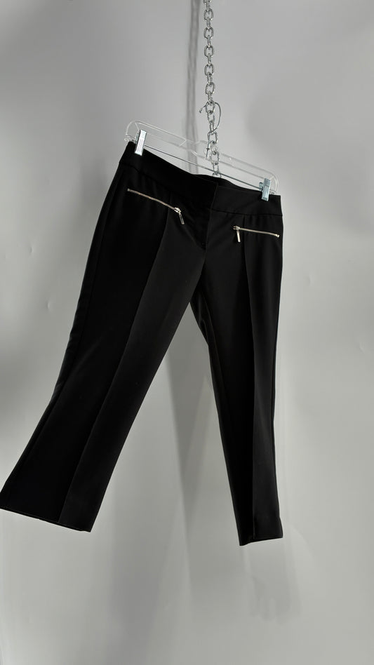 Vintage BEBE Low Waisted Black Pleated Capris with Zipper Detailing (0)