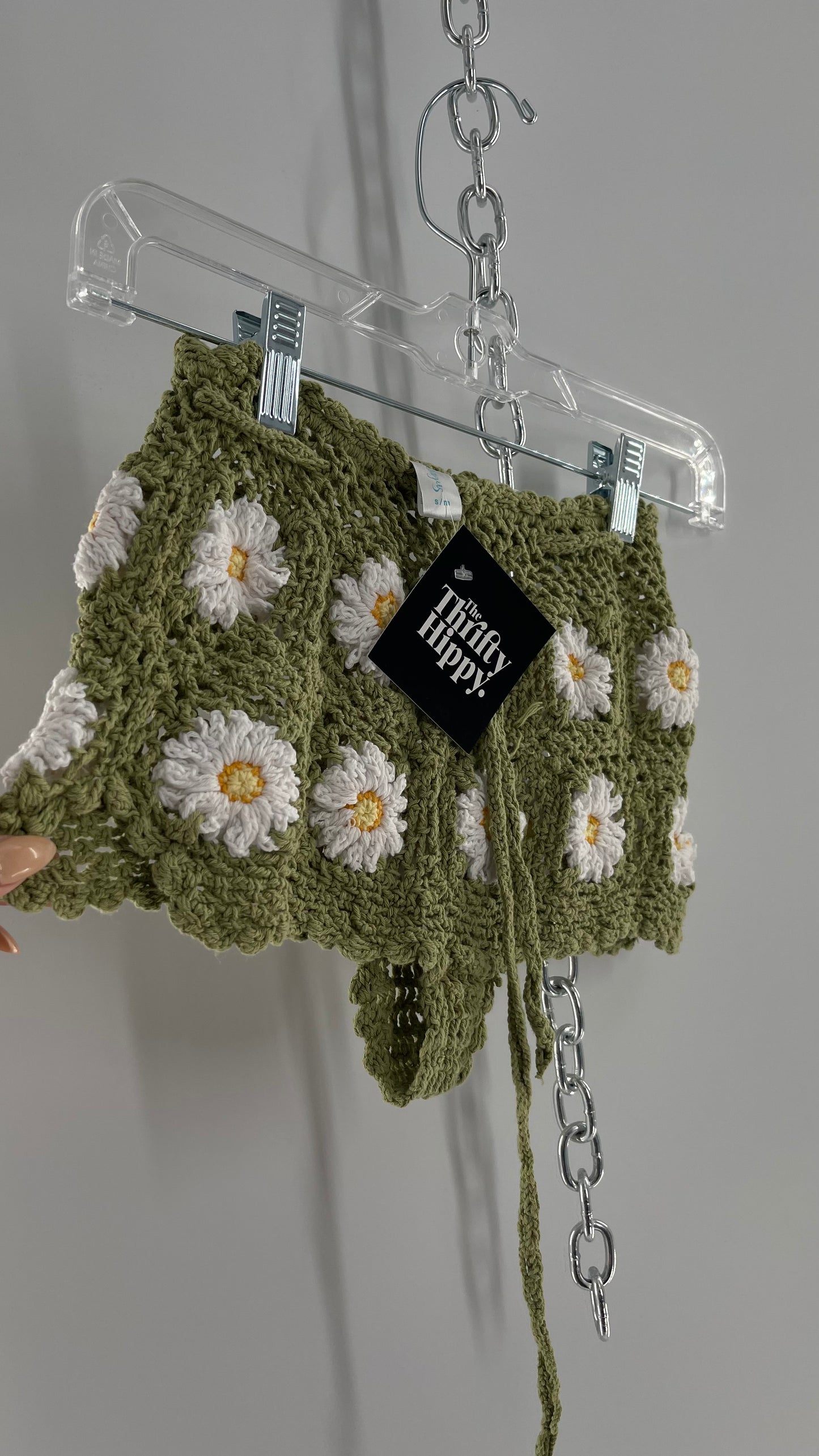 AndiBagus Hand Made Crochet Daisy Fields High Waisted Shorts/Cover Up (XS/S)