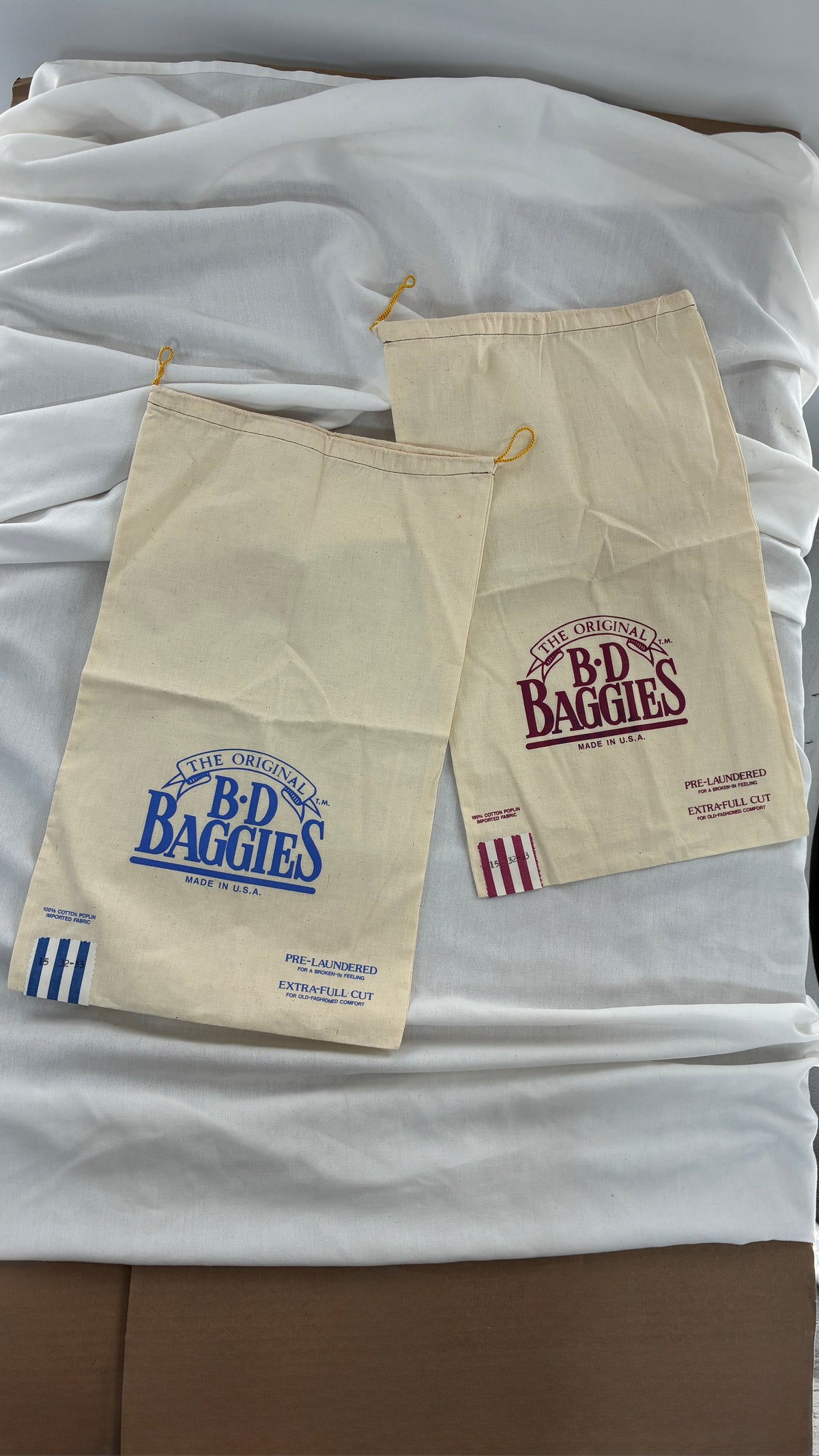 Vintage BD BAGGIES 100% Cotton Poplin Drawstring Bags