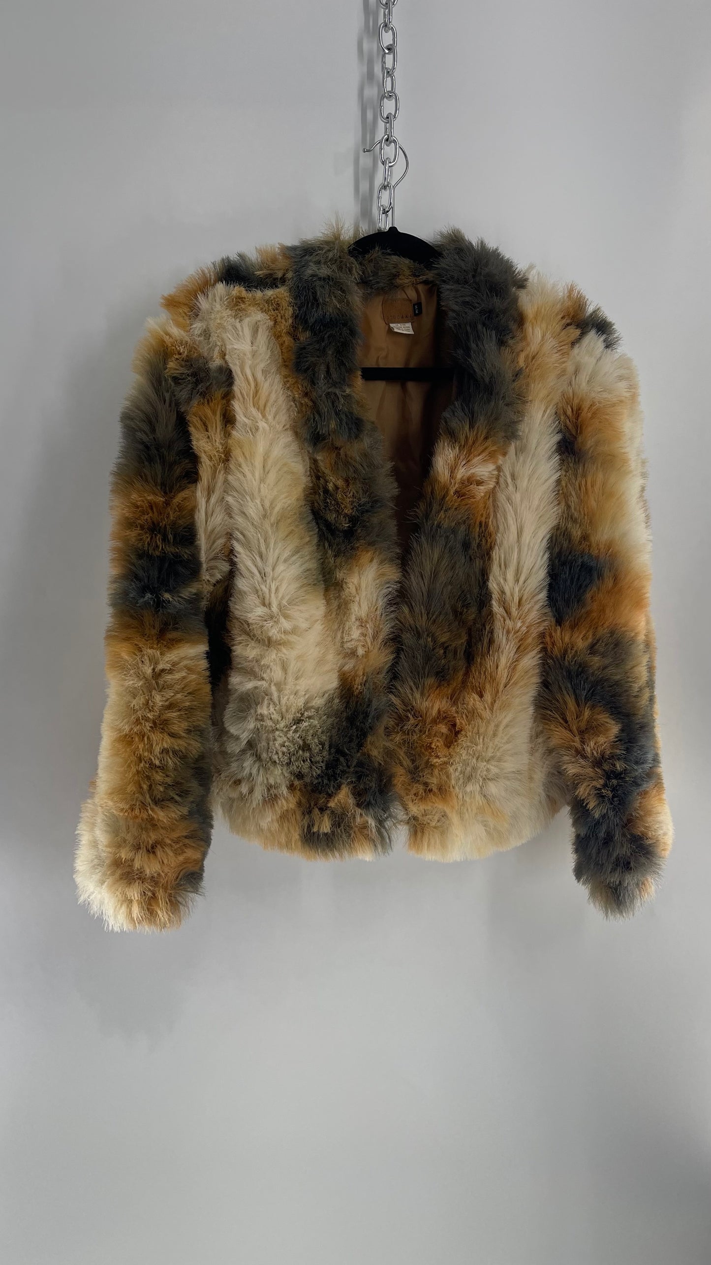 Vintage Tsunami Mixed Tone Faux Fur Coat (Medium)