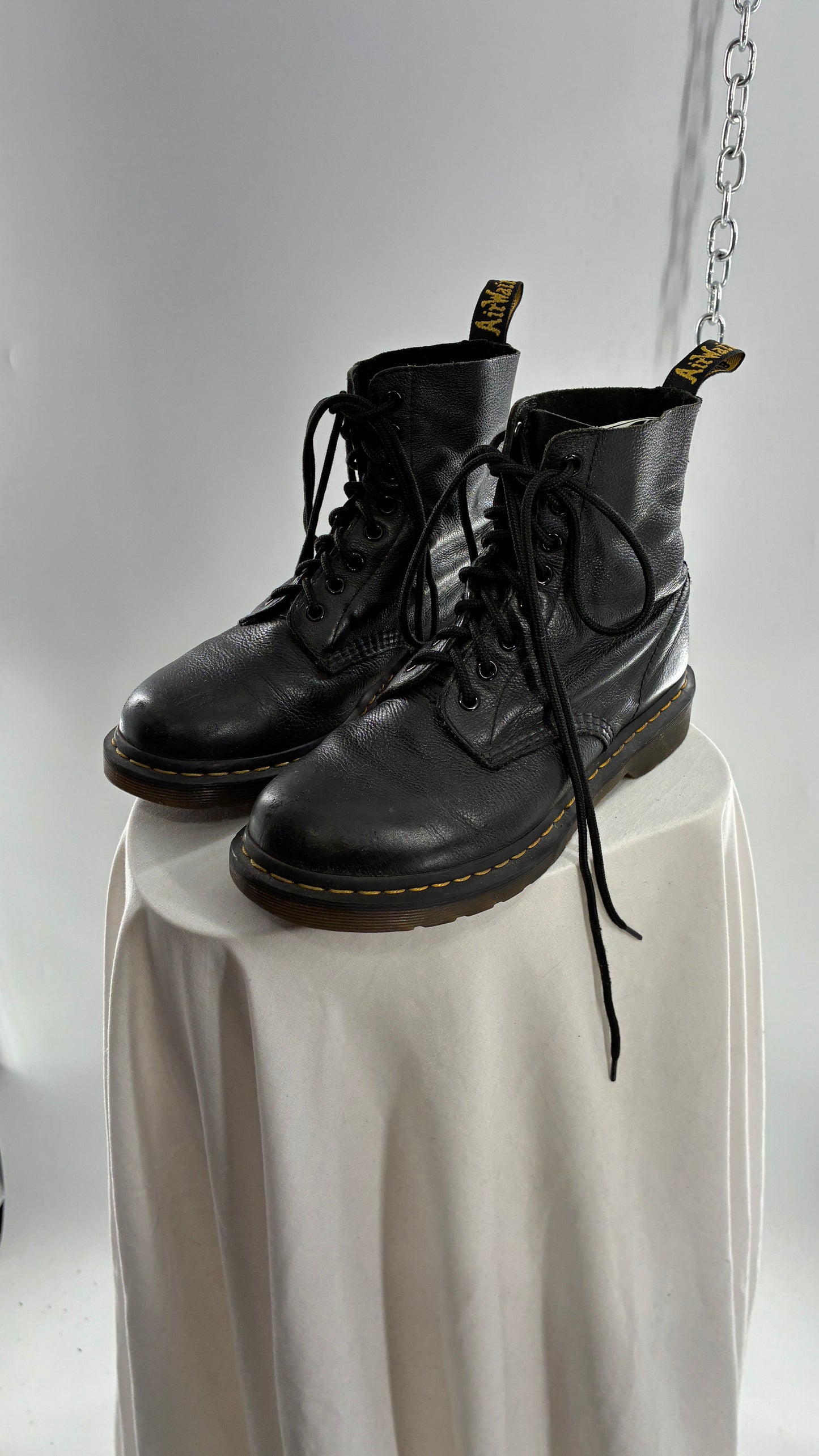 Vintage Dr. Martens 1460 Pascal Virginia Soft Leather Black Boots (8L)