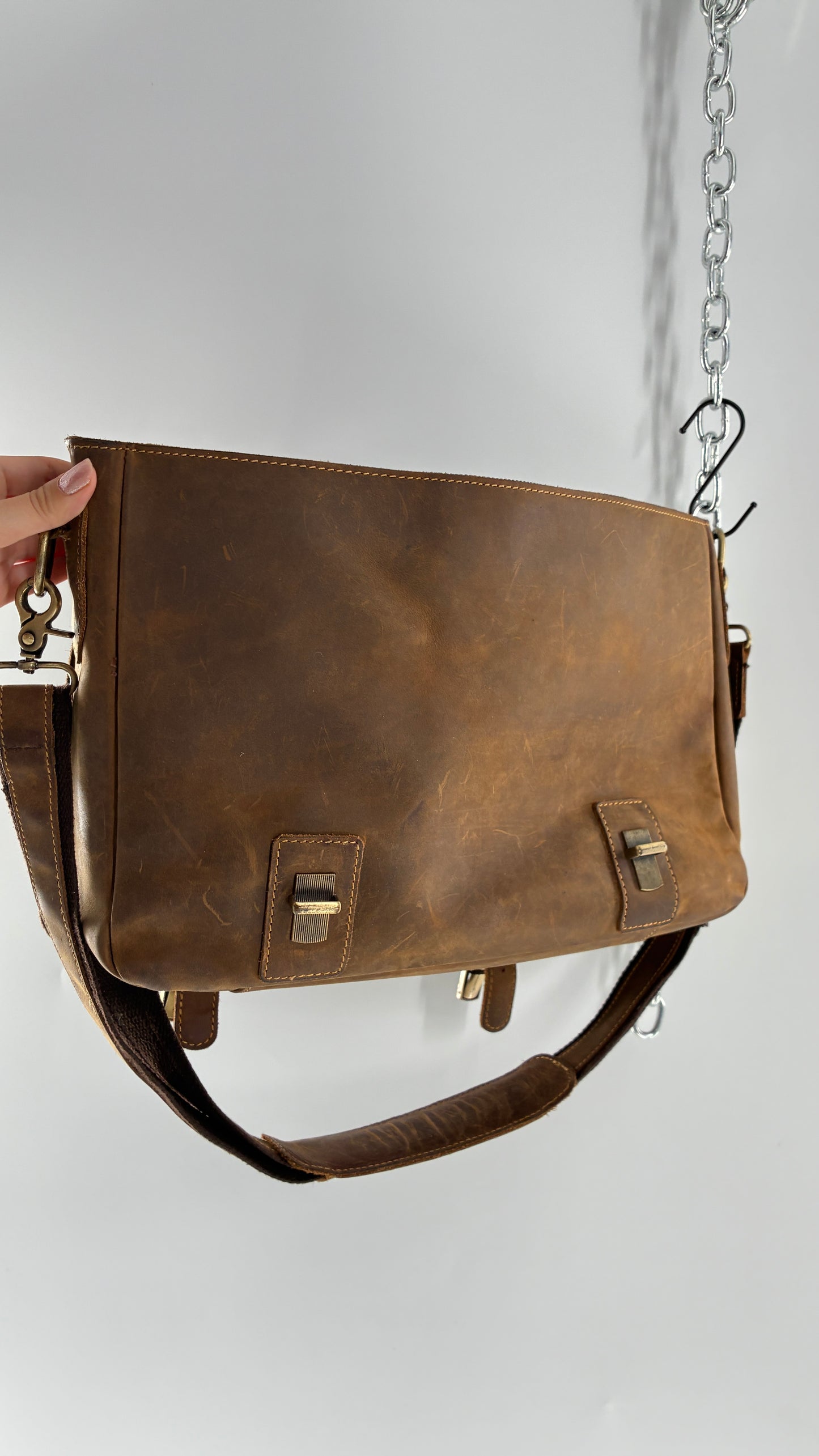 KATTEE Heavy Duty, Thick Genuine Leather Briefcase School Satchel Messenger Bag