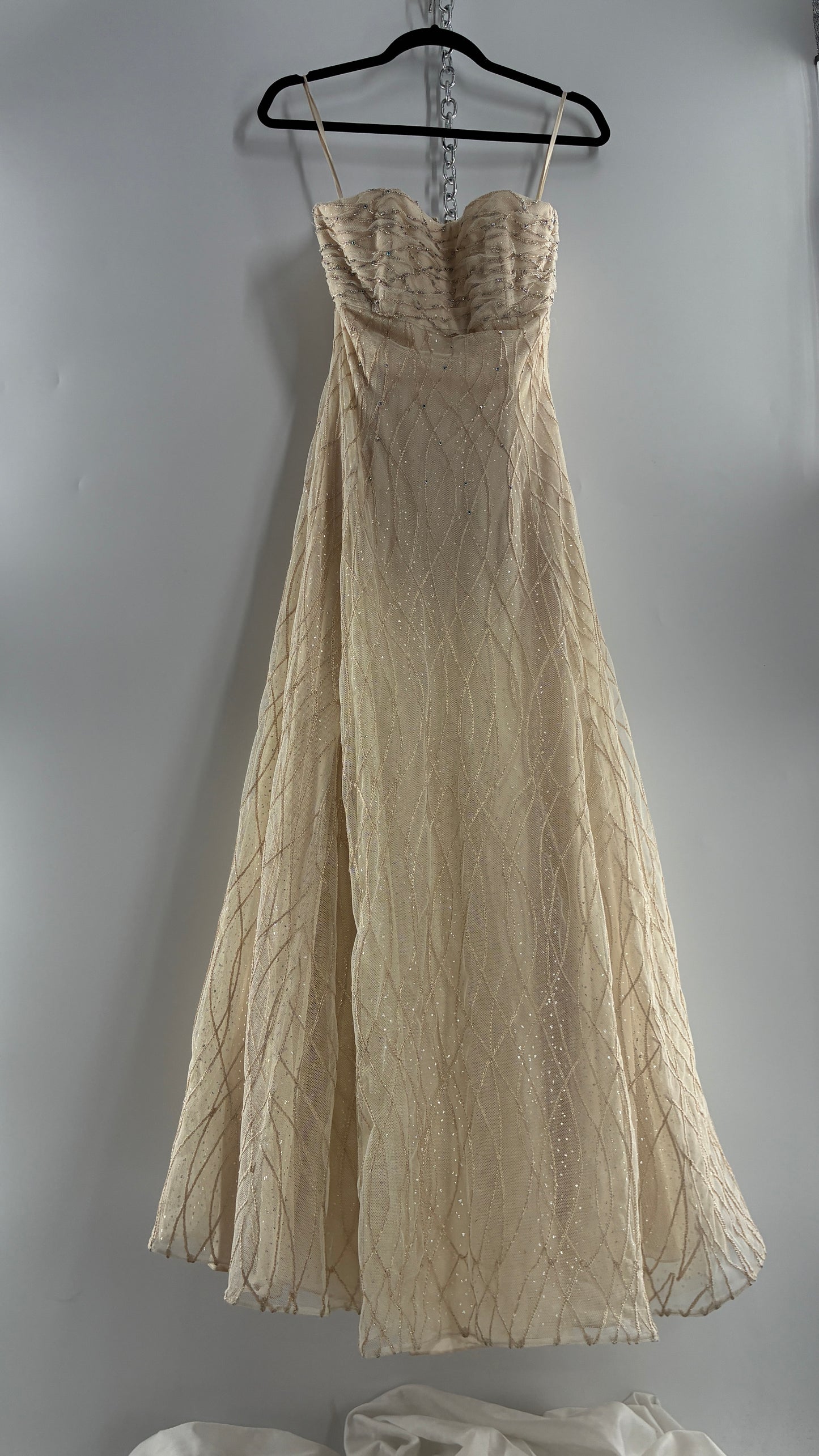 Vintage Victor Costa for Neiman Marcus Strapless Ruched/Pleated Bust Mermaid Gown Covered in Braided Threads and Embroidered Beads (6)