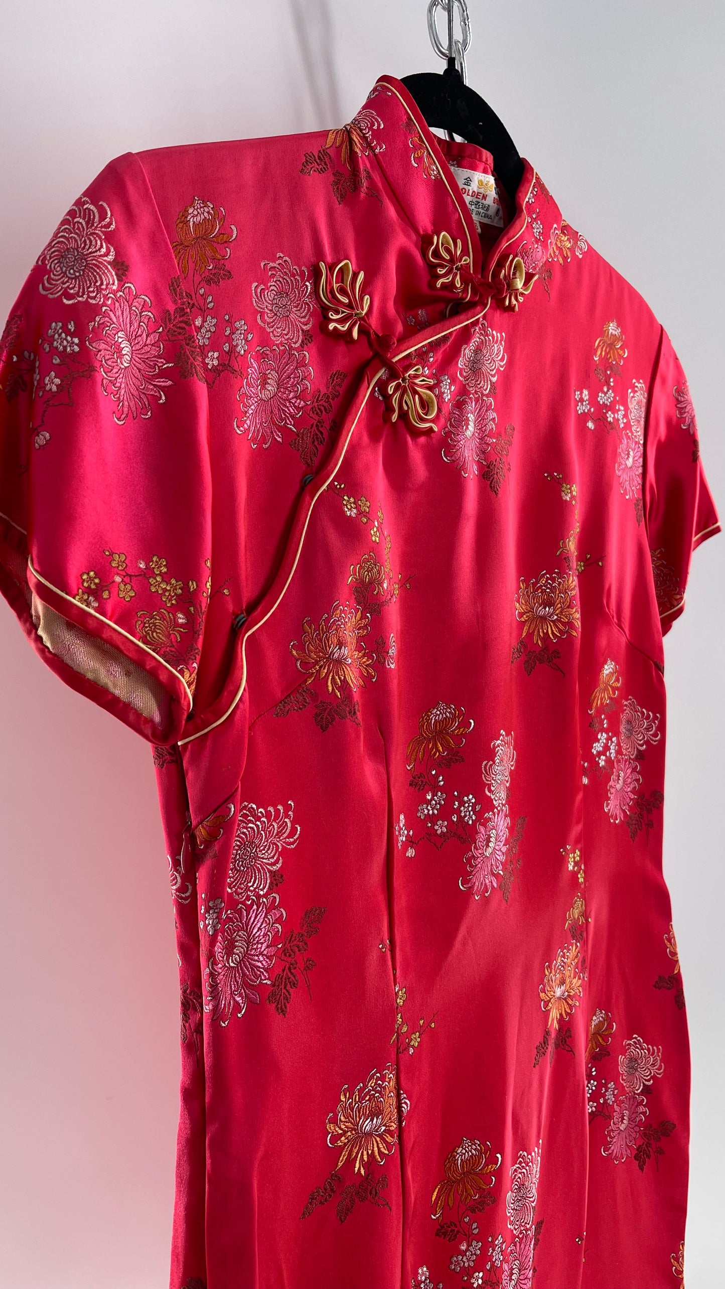 Vintage Golden Bee Silk Chinese QiPao  (C) (36)